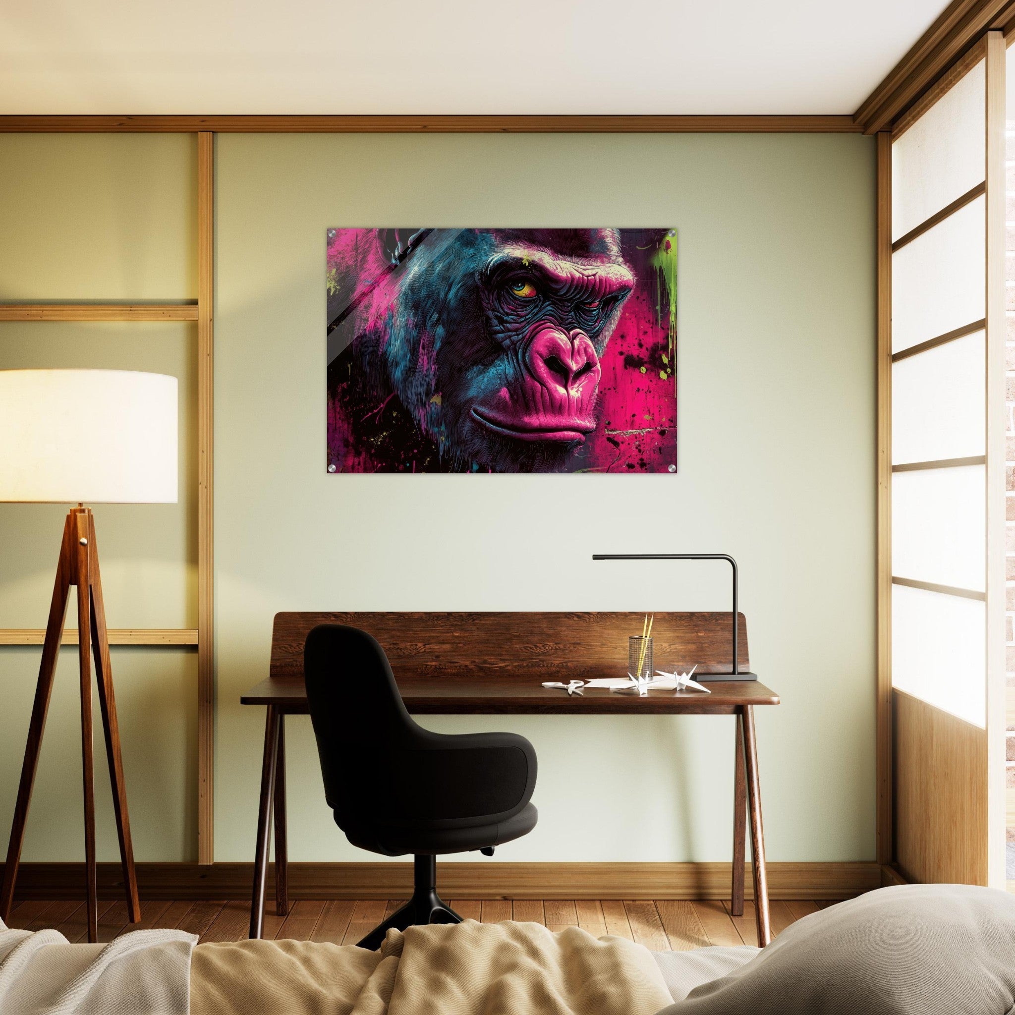 Acrylic Print Landscape - Graffiti - Style Street Art Gorilla A powerful 6 - Shop Ai Art WebShop - Digital Art online Store
