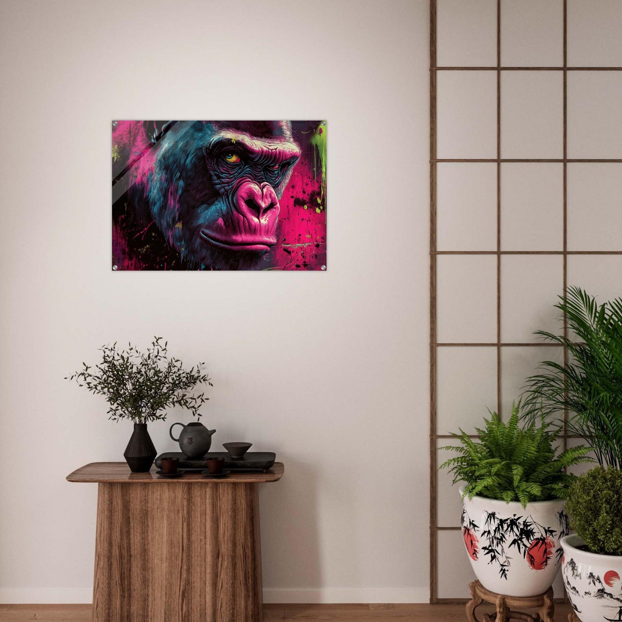 Acrylic Print Landscape - Graffiti - Style Street Art Gorilla A powerful 6 - Shop Ai Art WebShop - Digital Art online Store