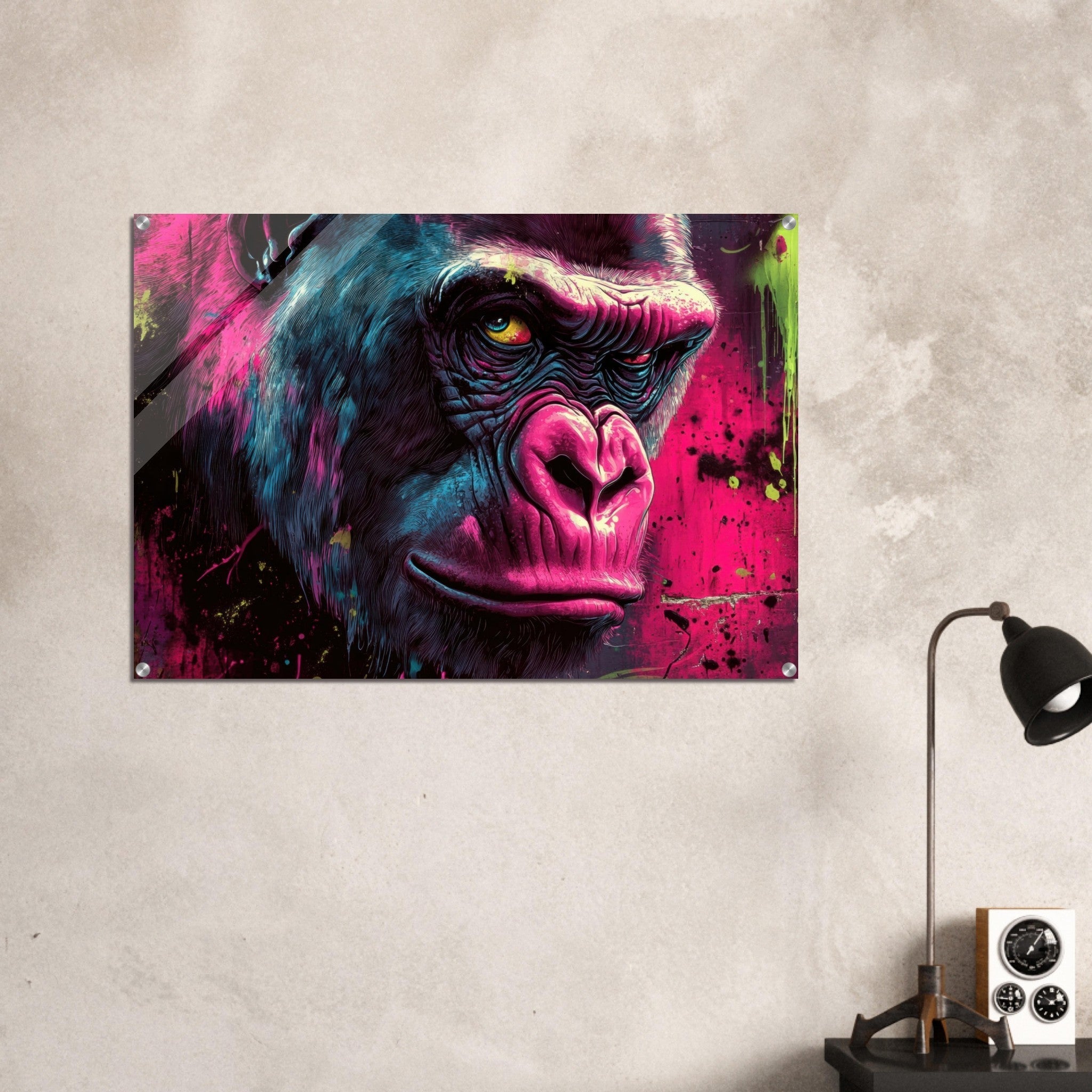 Acrylic Print Landscape - Graffiti - Style Street Art Gorilla A powerful 6 - Shop Ai Art WebShop - Digital Art online Store