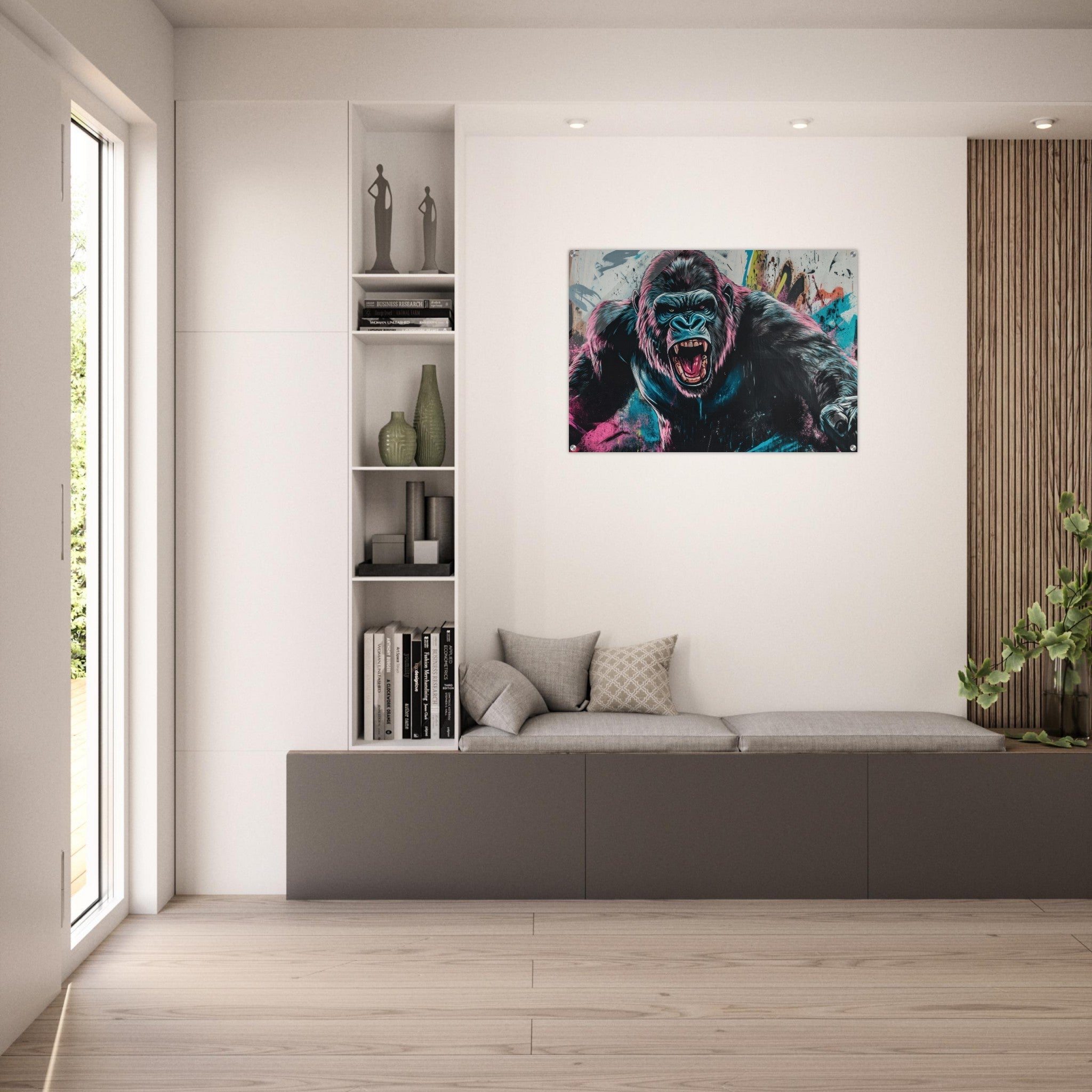Acrylic Print Landscape - Graffiti - Style Street Art Gorilla A powerful 7 - Ai Art Force