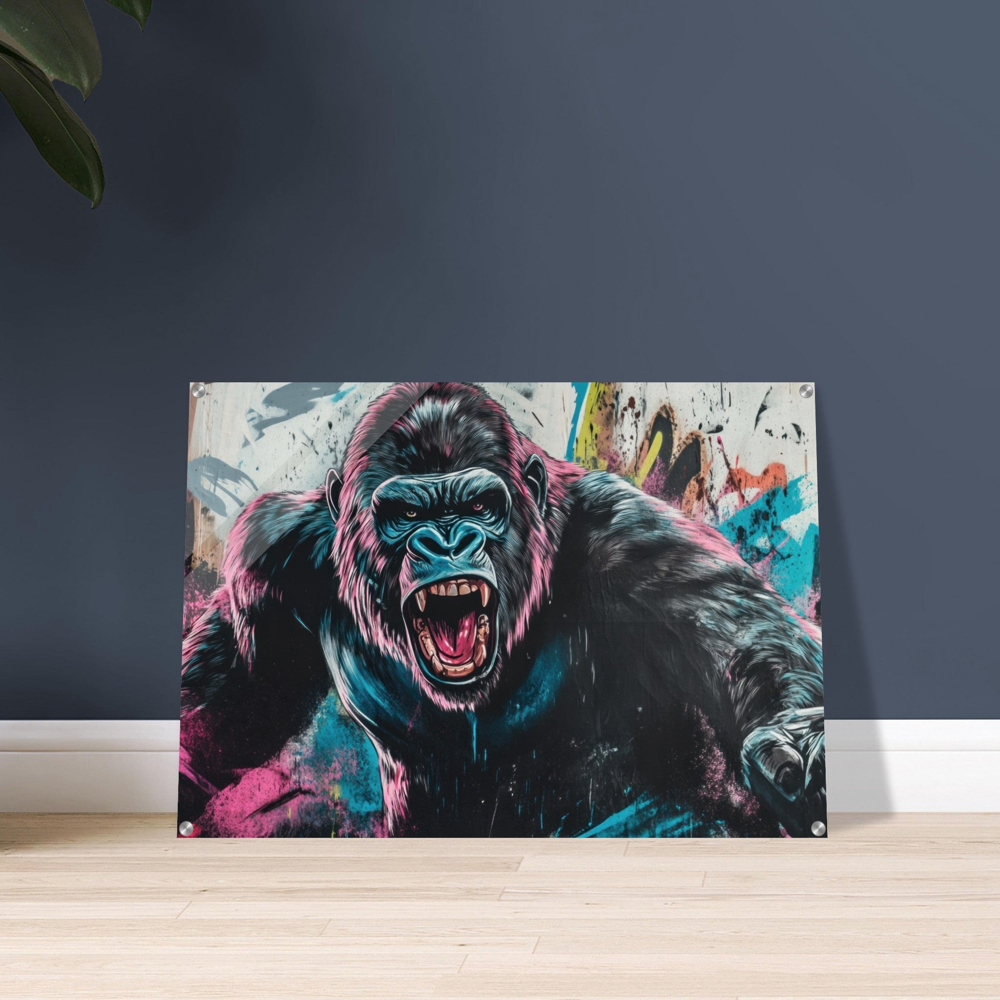 Acrylic Print Landscape - Graffiti - Style Street Art Gorilla A powerful 7 - Ai Art Force