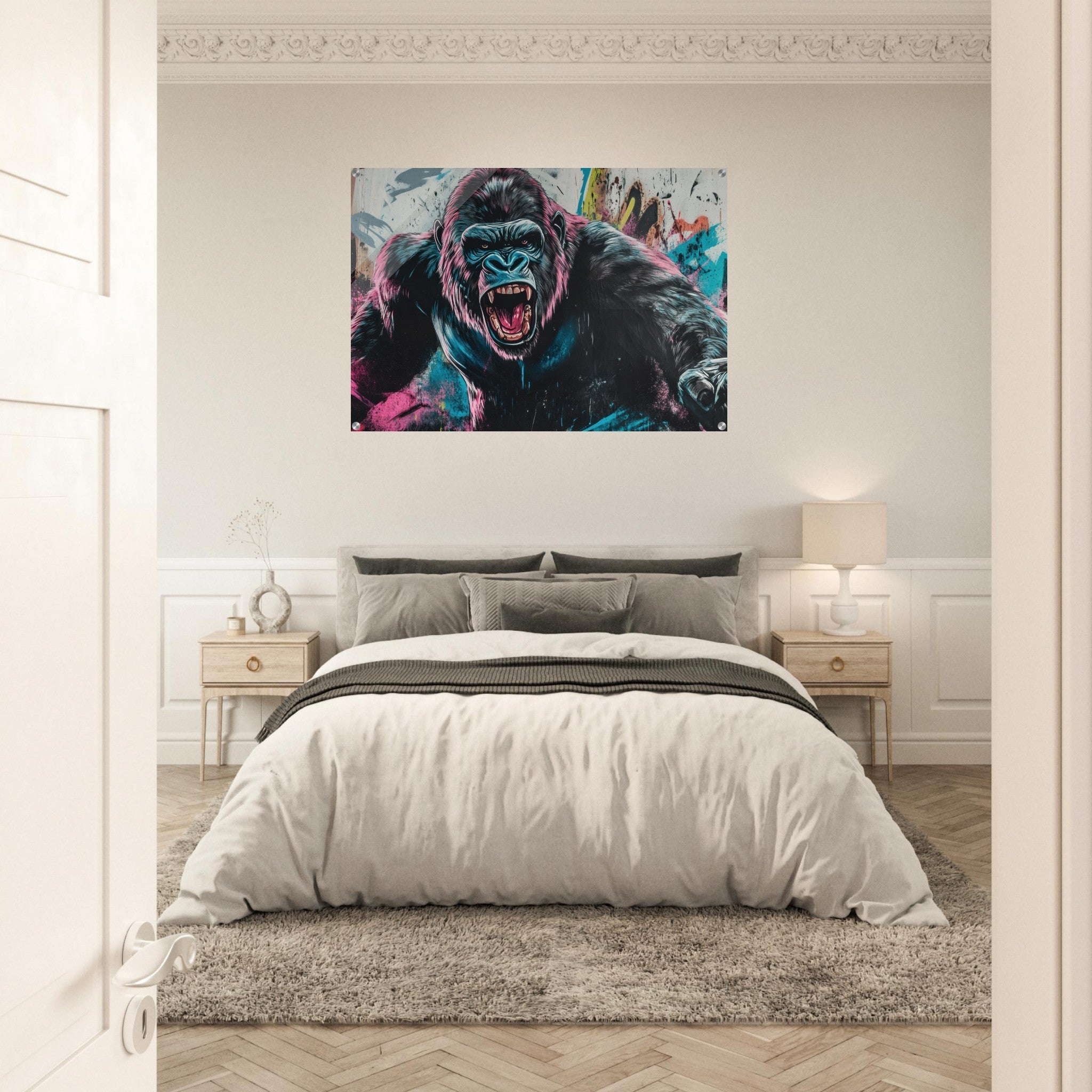 Acrylic Print Landscape - Graffiti - Style Street Art Gorilla A powerful 7 - Ai Art Force
