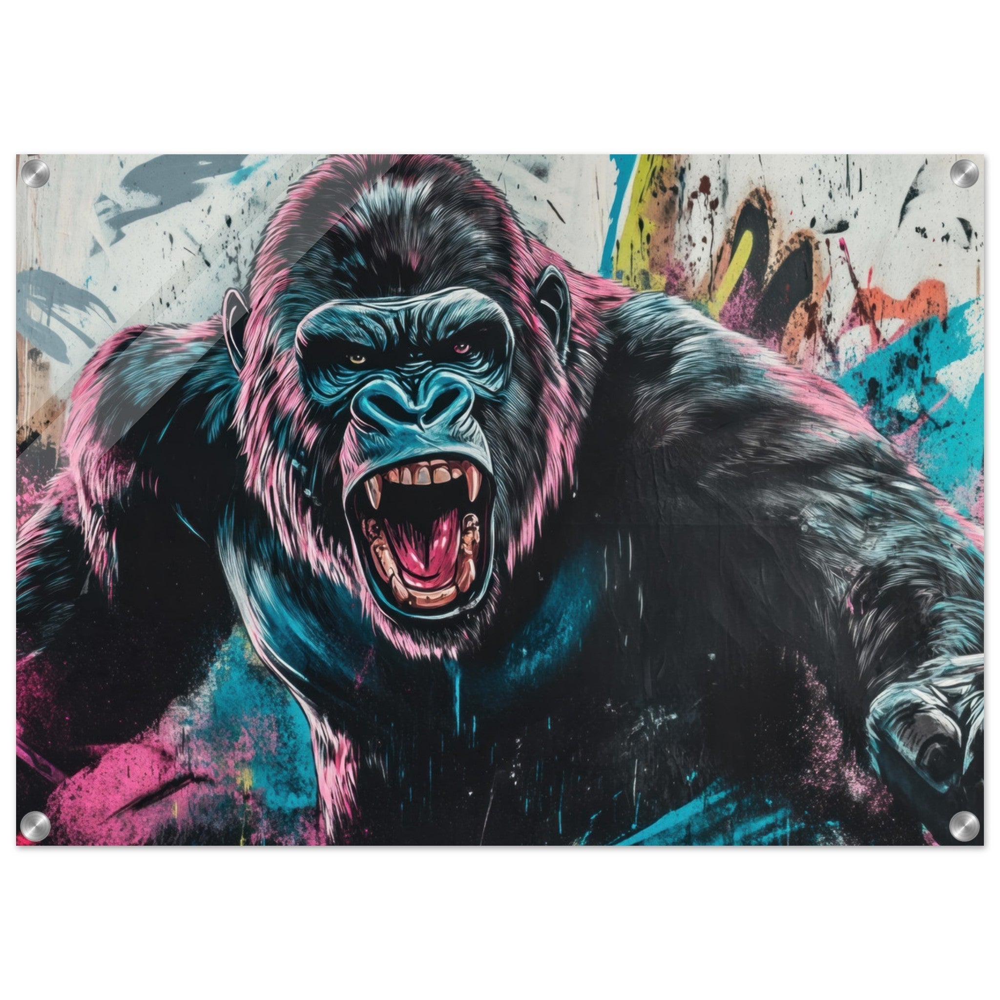 Acrylic Print Landscape - Graffiti - Style Street Art Gorilla A powerful 7 - Ai Art Force