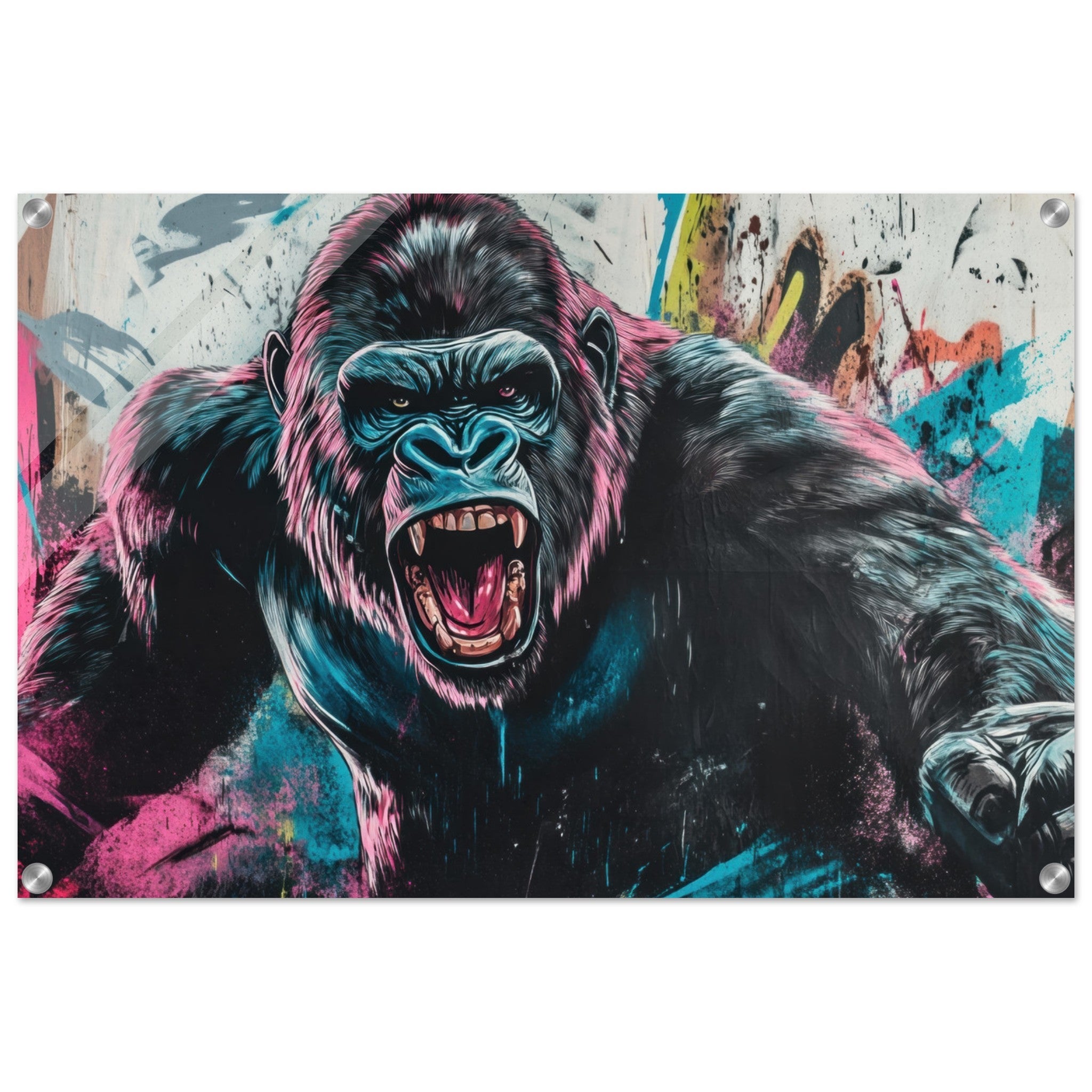 Acrylic Print Landscape - Graffiti - Style Street Art Gorilla A powerful 7 - Ai Art Force