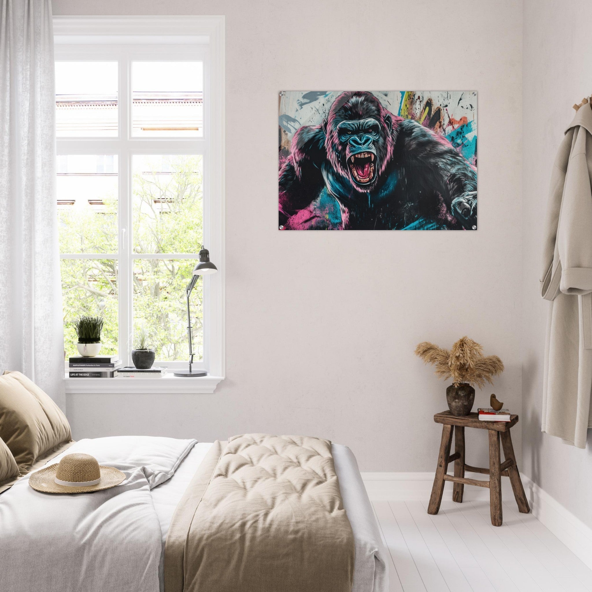 Acrylic Print Landscape - Graffiti - Style Street Art Gorilla A powerful 7 - Ai Art Force