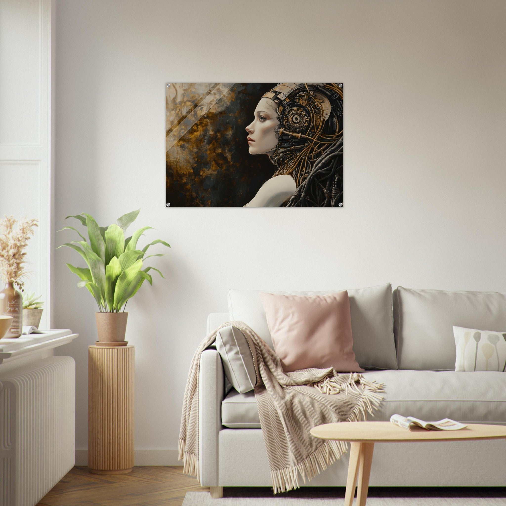 Acrylic Print Landscape - Surrealist Hybrid Queen on a Biomechanical Thrown - Shop Ai Art WebShop - Digital Art online Store