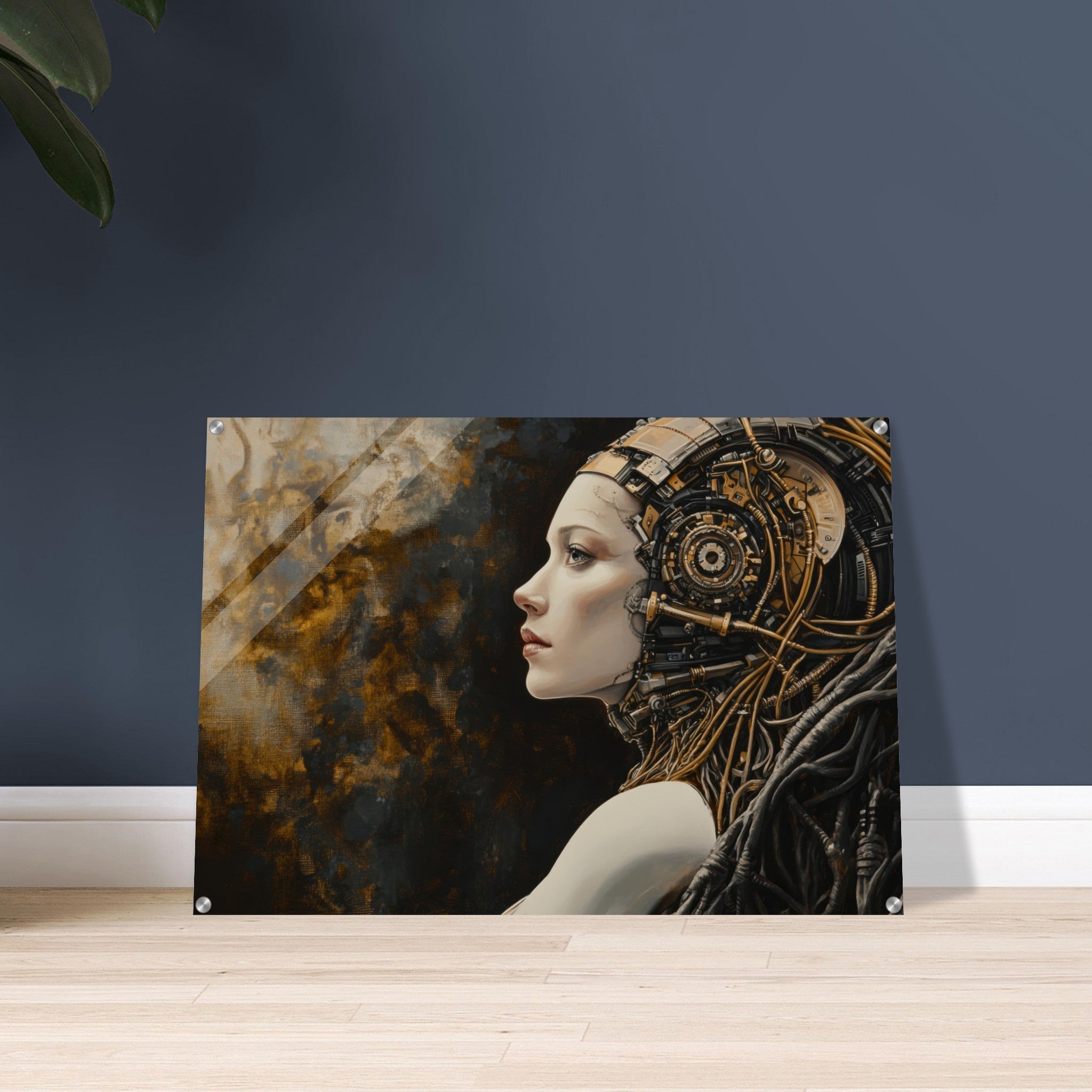 Acrylic Print Landscape - Surrealist Hybrid Queen on a Biomechanical Thrown - Shop Ai Art WebShop - Digital Art online Store