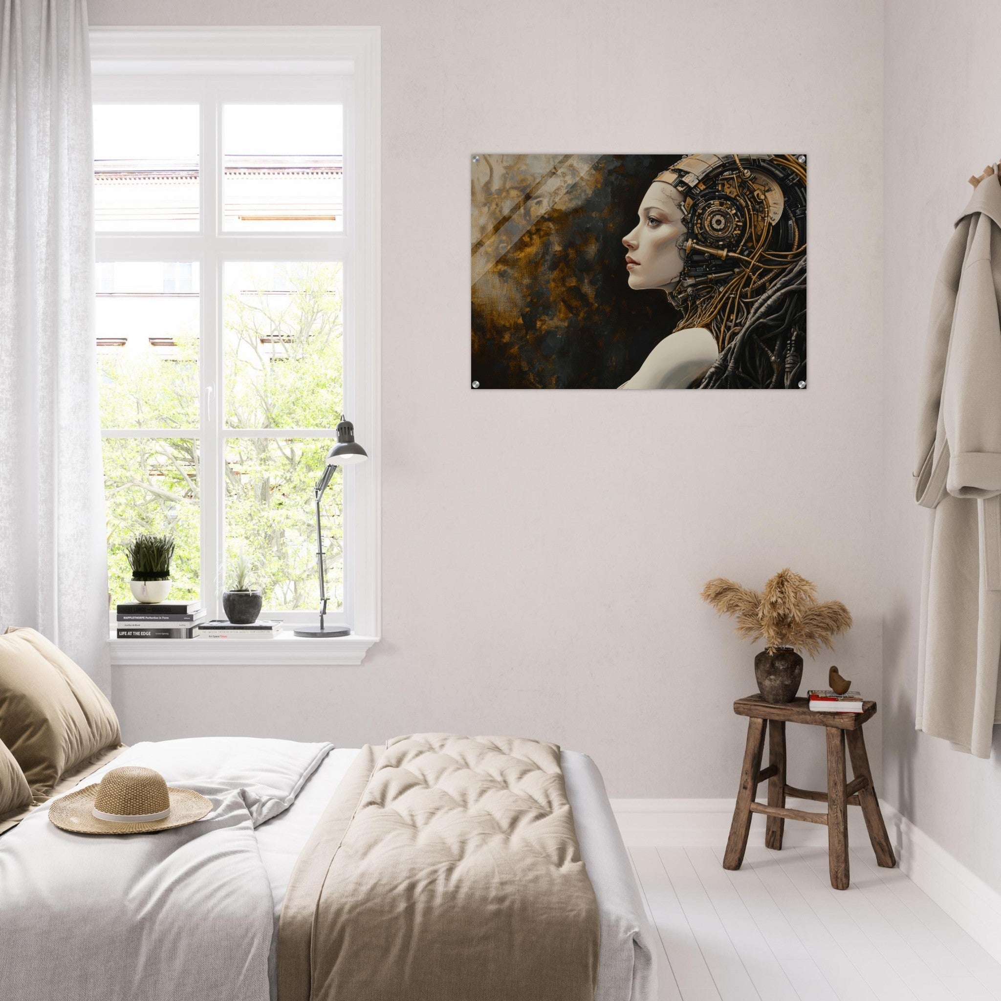 Acrylic Print Landscape - Surrealist Hybrid Queen on a Biomechanical Thrown - Shop Ai Art WebShop - Digital Art online Store