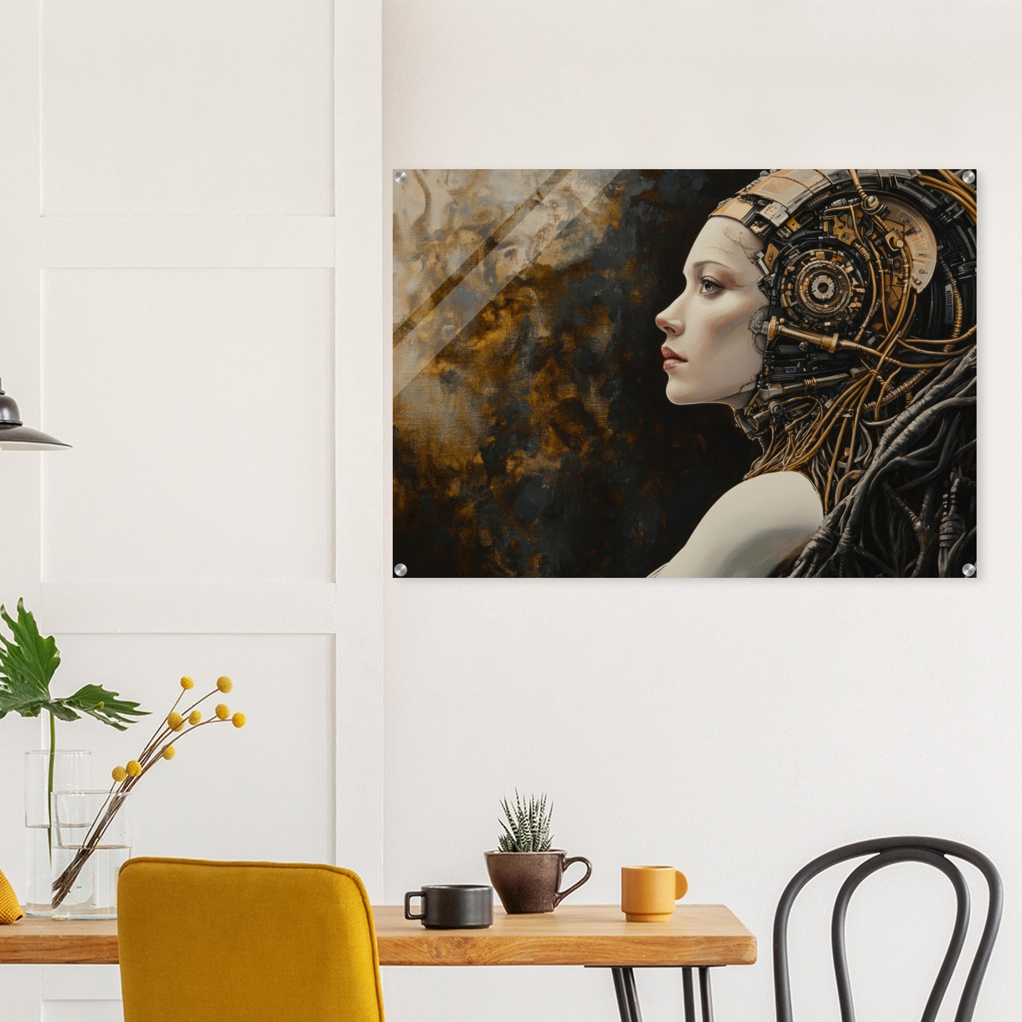 Acrylic Print Landscape - Surrealist Hybrid Queen on a Biomechanical Thrown - Shop Ai Art WebShop - Digital Art online Store