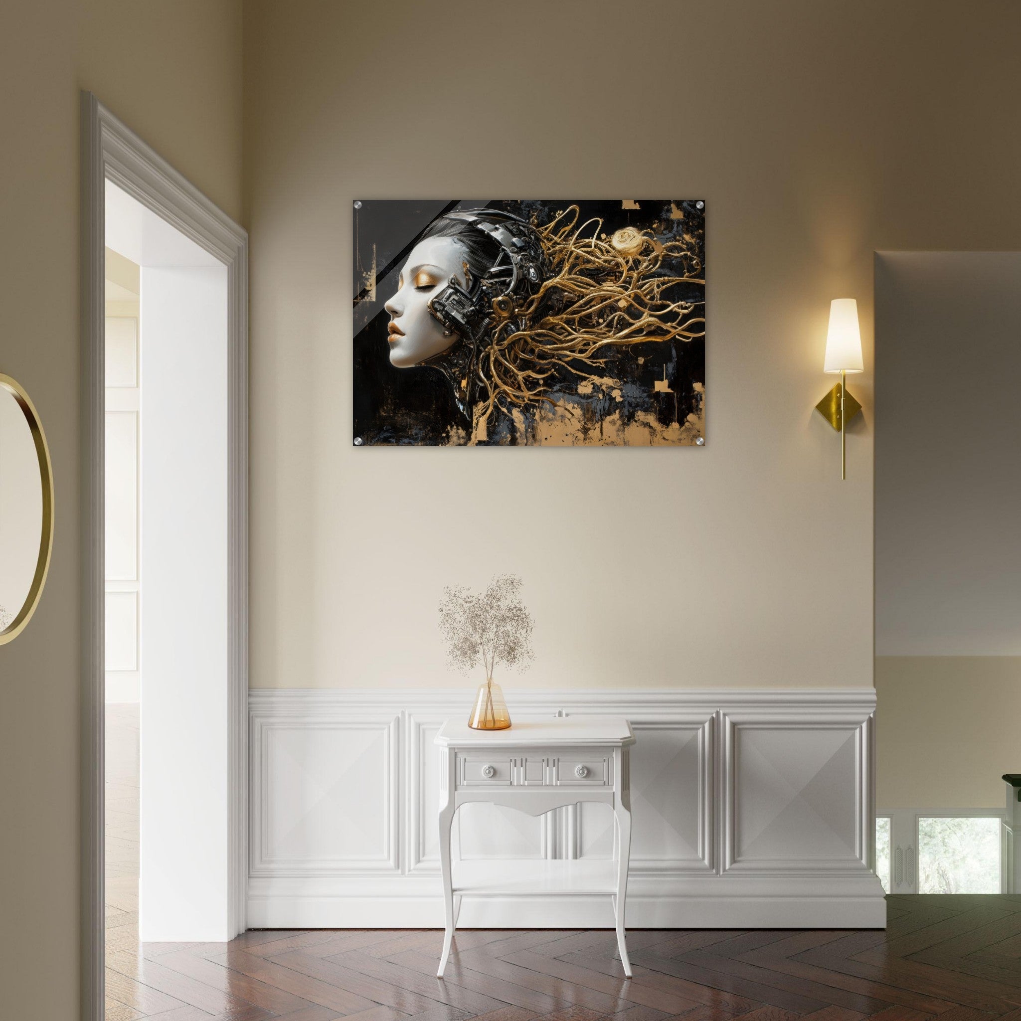 Acrylic Print Landscape - Surrealist Hybrid Queen on a Biomechanical Thrown 5 - Shop Ai Art WebShop - Digital Art online Store