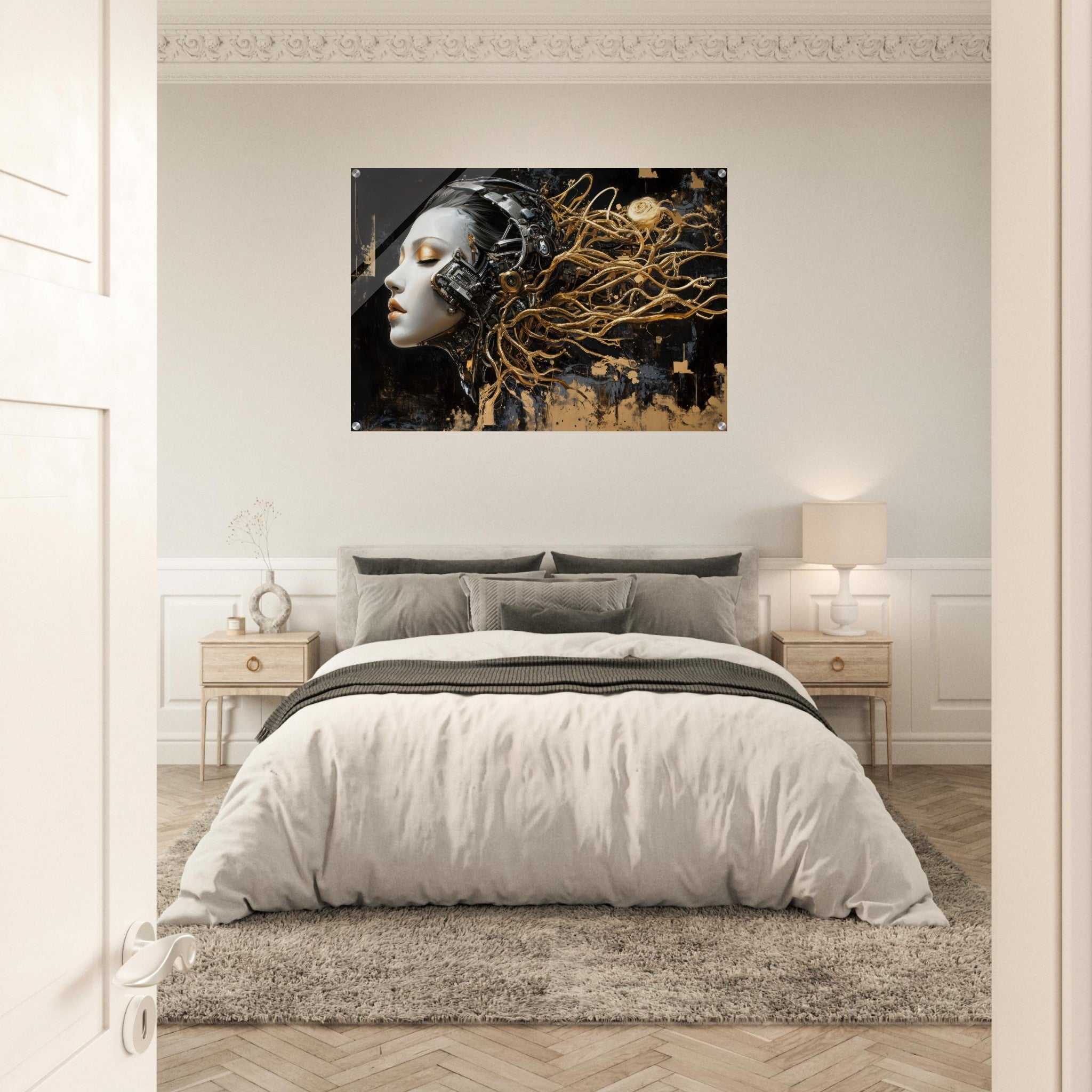 Acrylic Print Landscape - Surrealist Hybrid Queen on a Biomechanical Thrown 5 - Shop Ai Art WebShop - Digital Art online Store