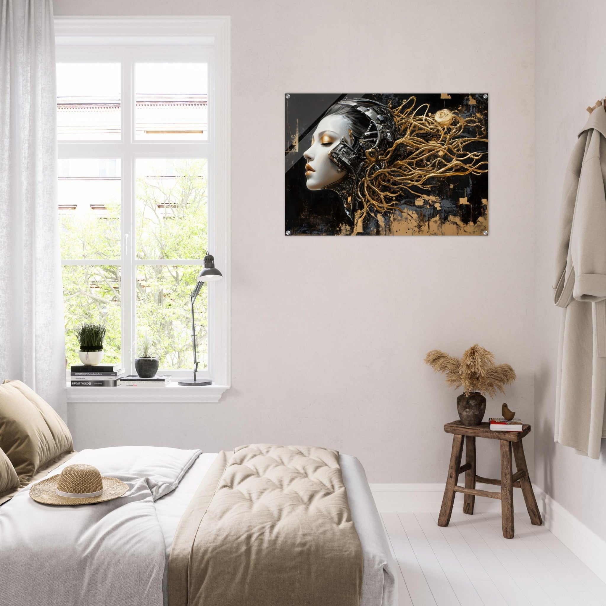 Acrylic Print Landscape - Surrealist Hybrid Queen on a Biomechanical Thrown 5 - Shop Ai Art WebShop - Digital Art online Store