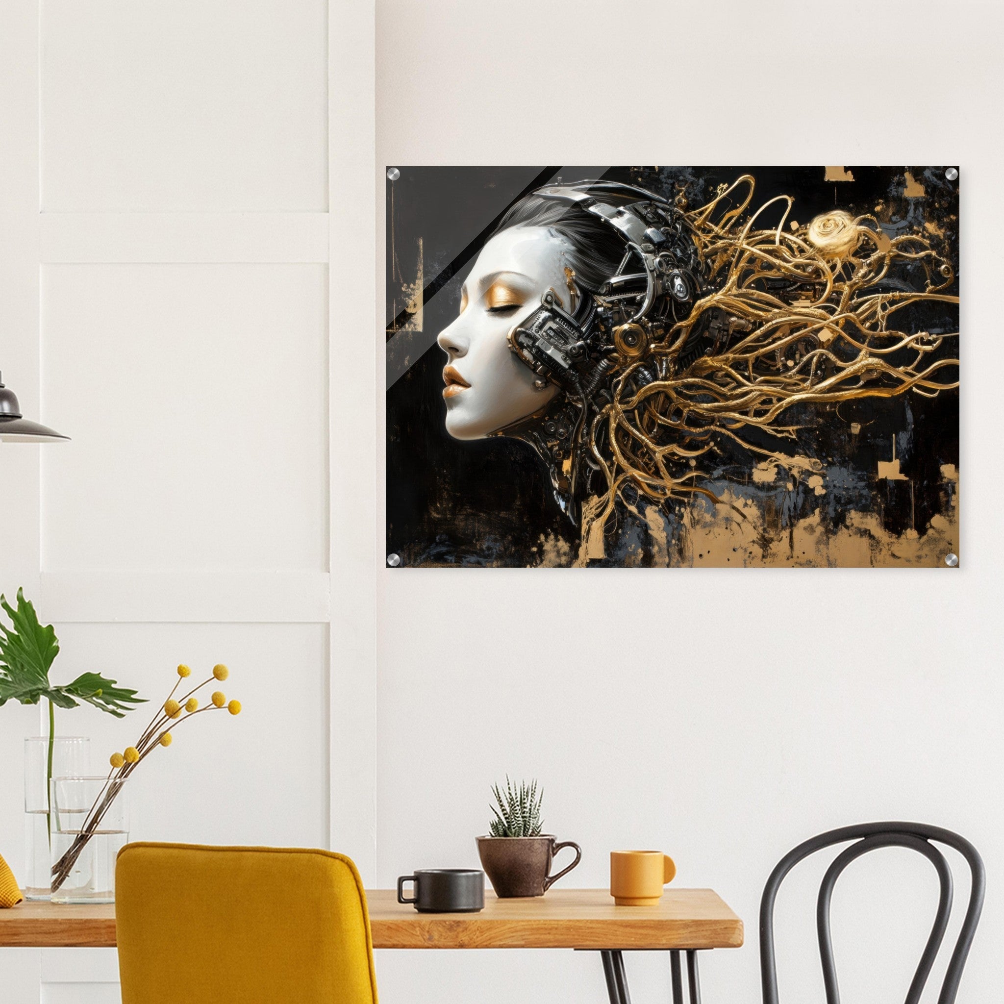 Acrylic Print Landscape - Surrealist Hybrid Queen on a Biomechanical Thrown 5 - Shop Ai Art WebShop - Digital Art online Store