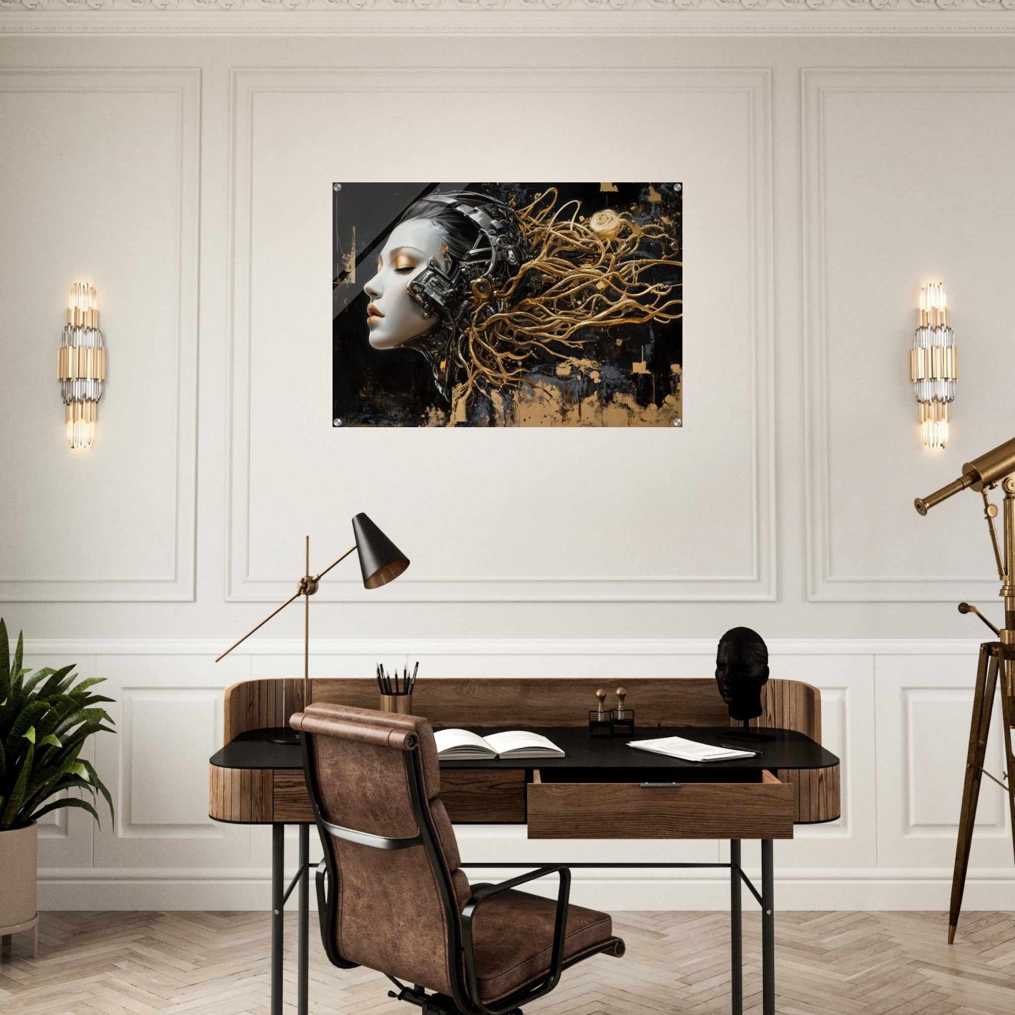 Acrylic Print Landscape - Surrealist Hybrid Queen on a Biomechanical Thrown 5 - Shop Ai Art WebShop - Digital Art online Store
