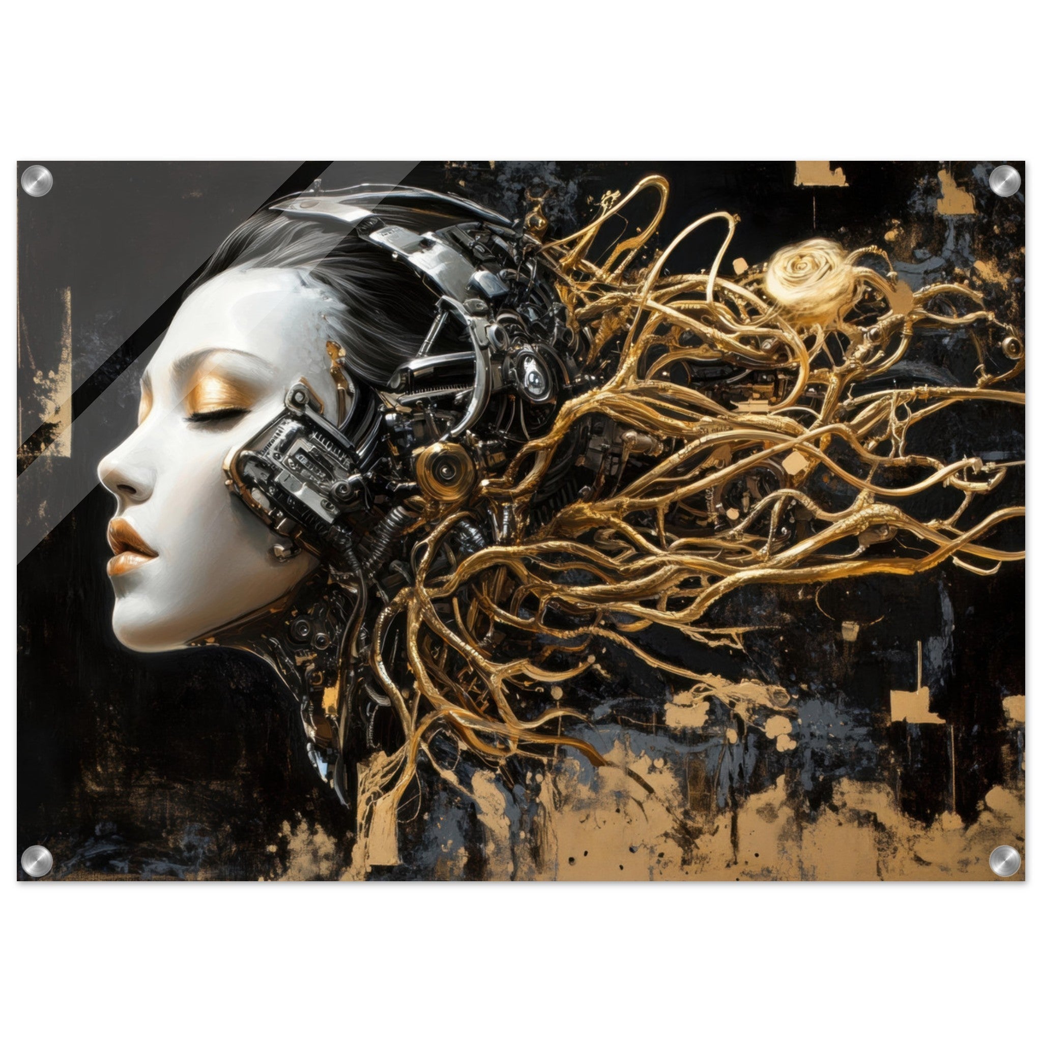 Acrylic Print Landscape - Surrealist Hybrid Queen on a Biomechanical Thrown 5 - Shop Ai Art WebShop - Digital Art online Store