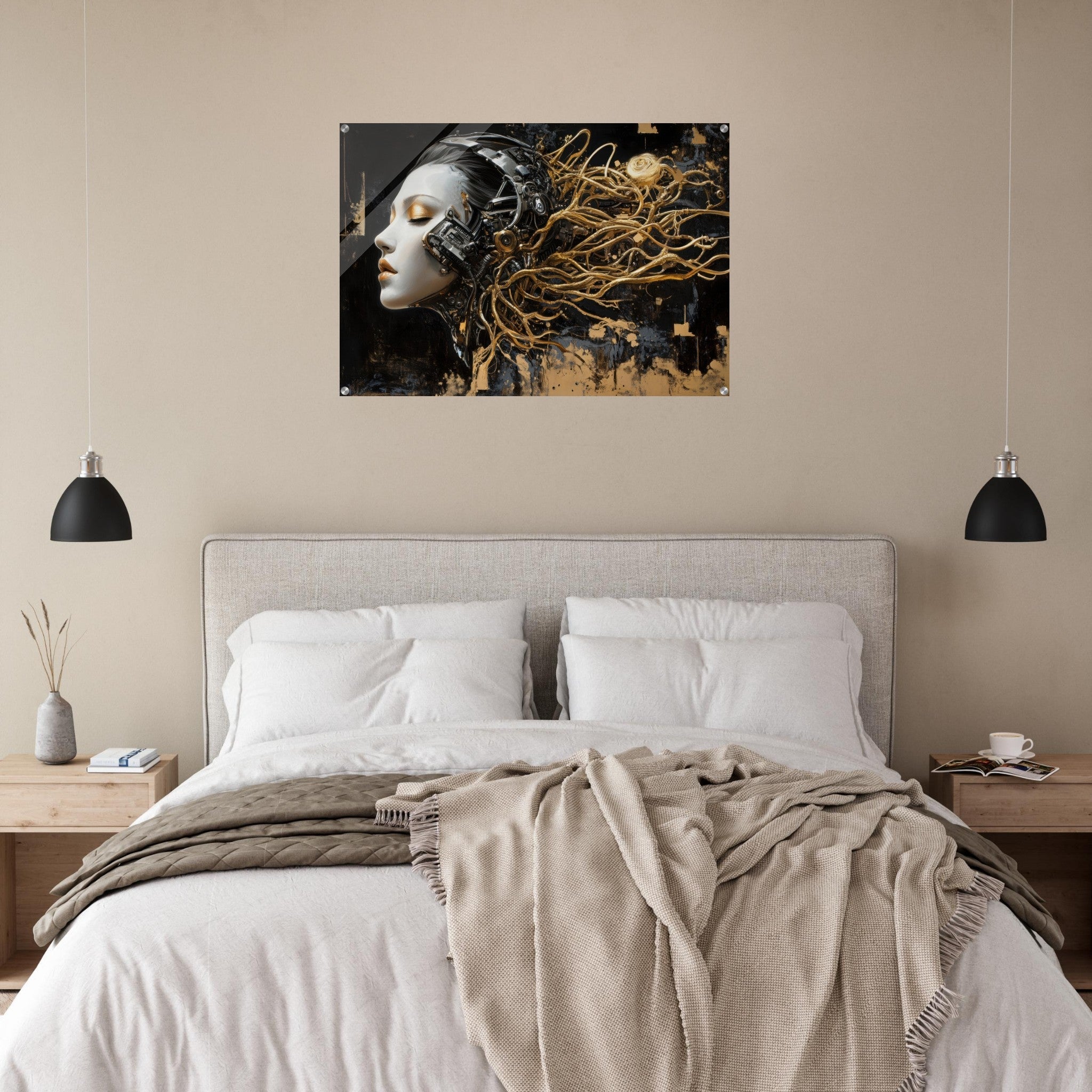 Acrylic Print Landscape - Surrealist Hybrid Queen on a Biomechanical Thrown 5 - Shop Ai Art WebShop - Digital Art online Store