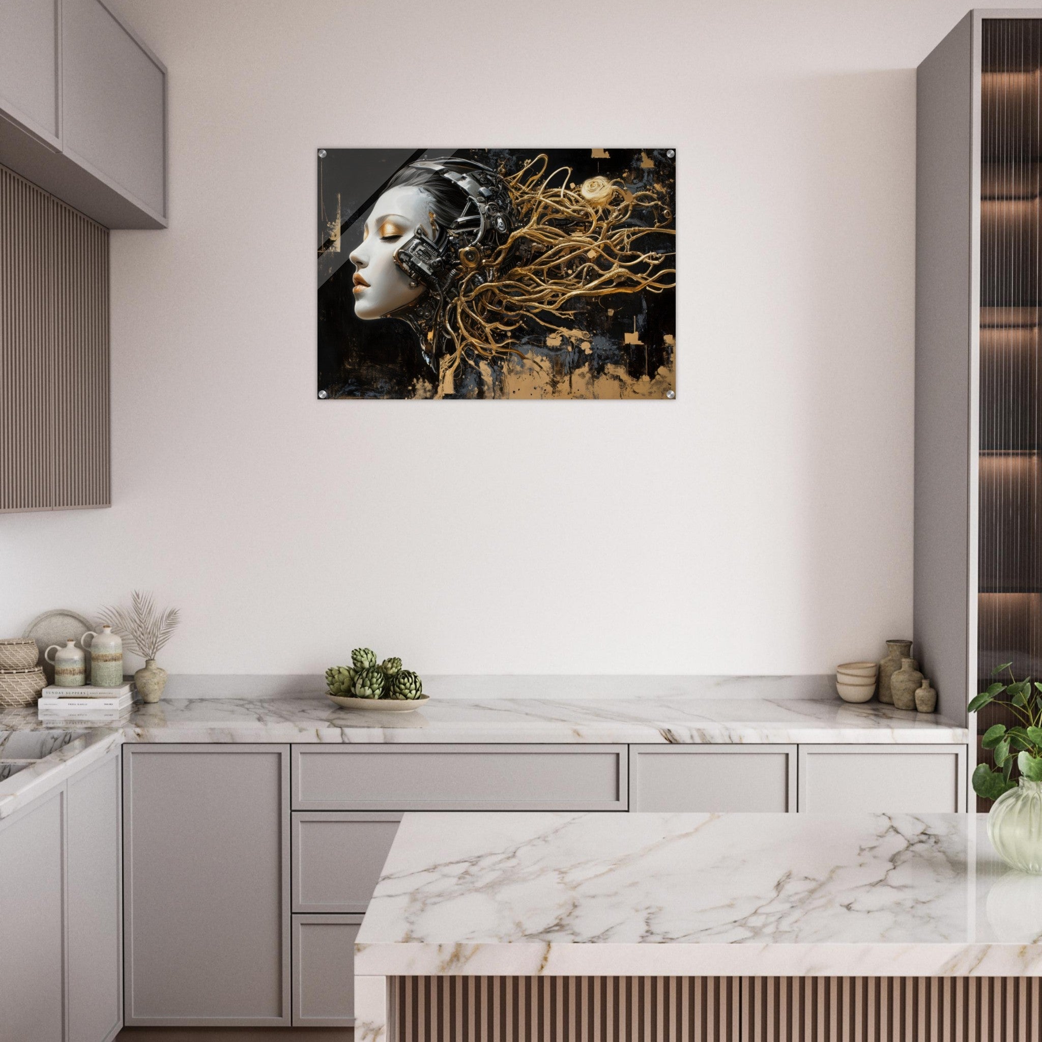 Acrylic Print Landscape - Surrealist Hybrid Queen on a Biomechanical Thrown 5 - Shop Ai Art WebShop - Digital Art online Store