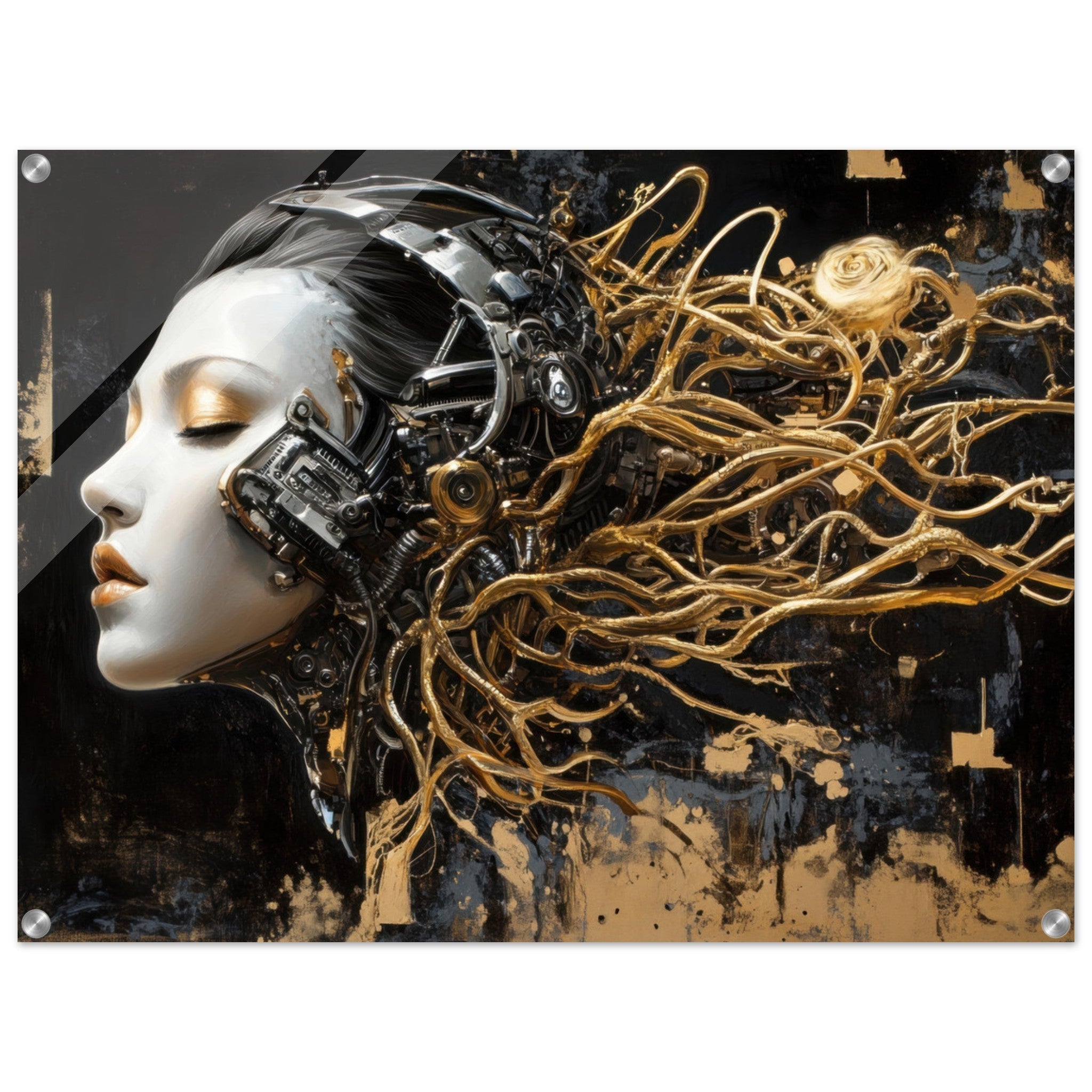 Acrylic Print Landscape - Surrealist Hybrid Queen on a Biomechanical Thrown 5 - Shop Ai Art WebShop - Digital Art online Store