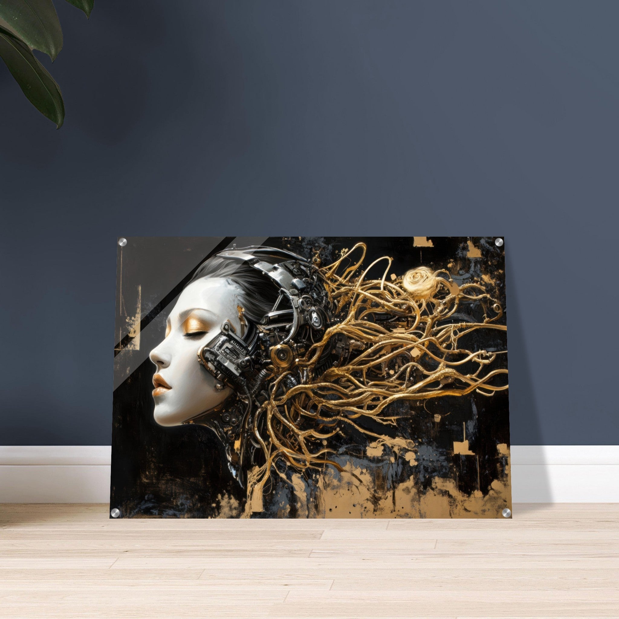 Acrylic Print Landscape - Surrealist Hybrid Queen on a Biomechanical Thrown 5 - Shop Ai Art WebShop - Digital Art online Store