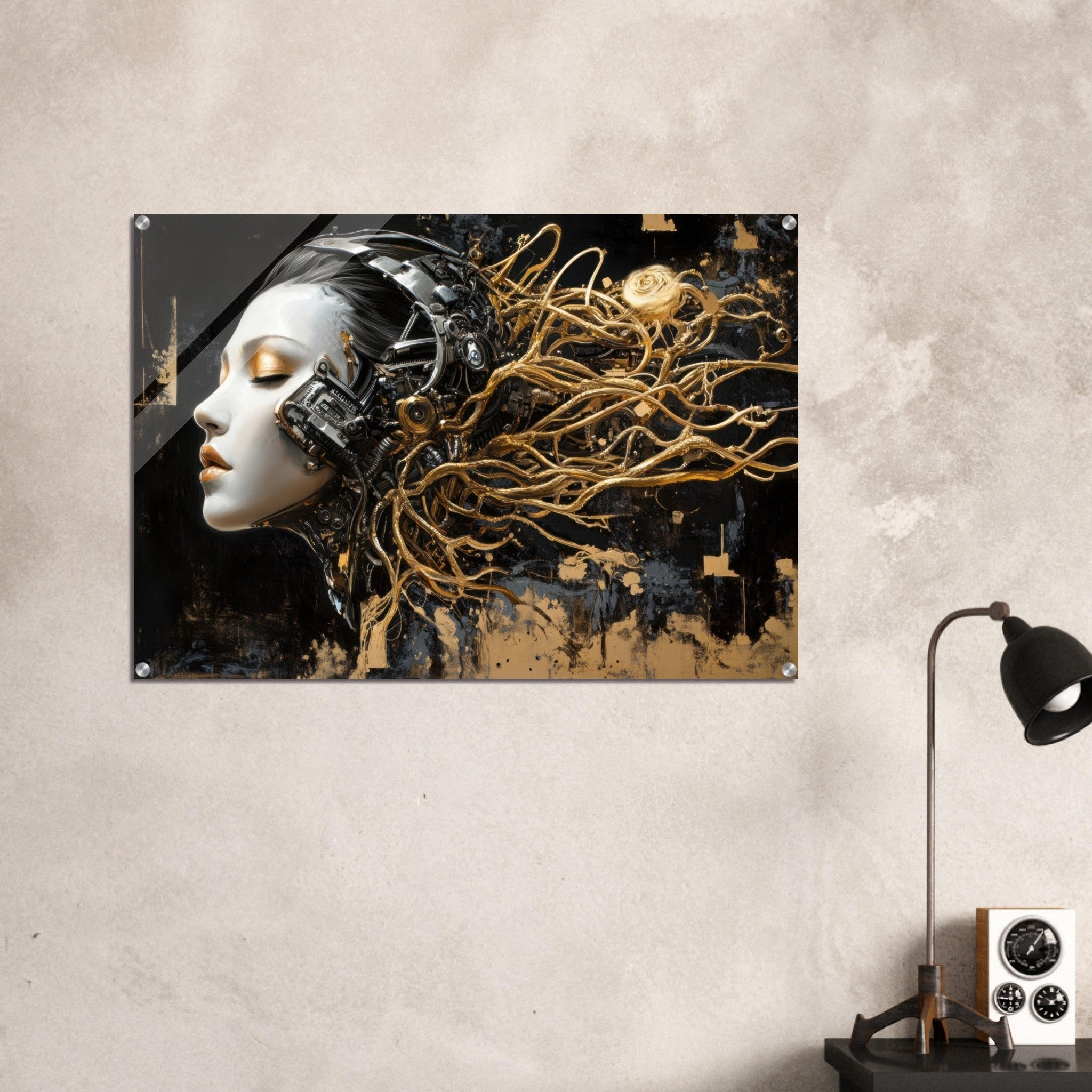 Acrylic Print Landscape - Surrealist Hybrid Queen on a Biomechanical Thrown 5 - Shop Ai Art WebShop - Digital Art online Store