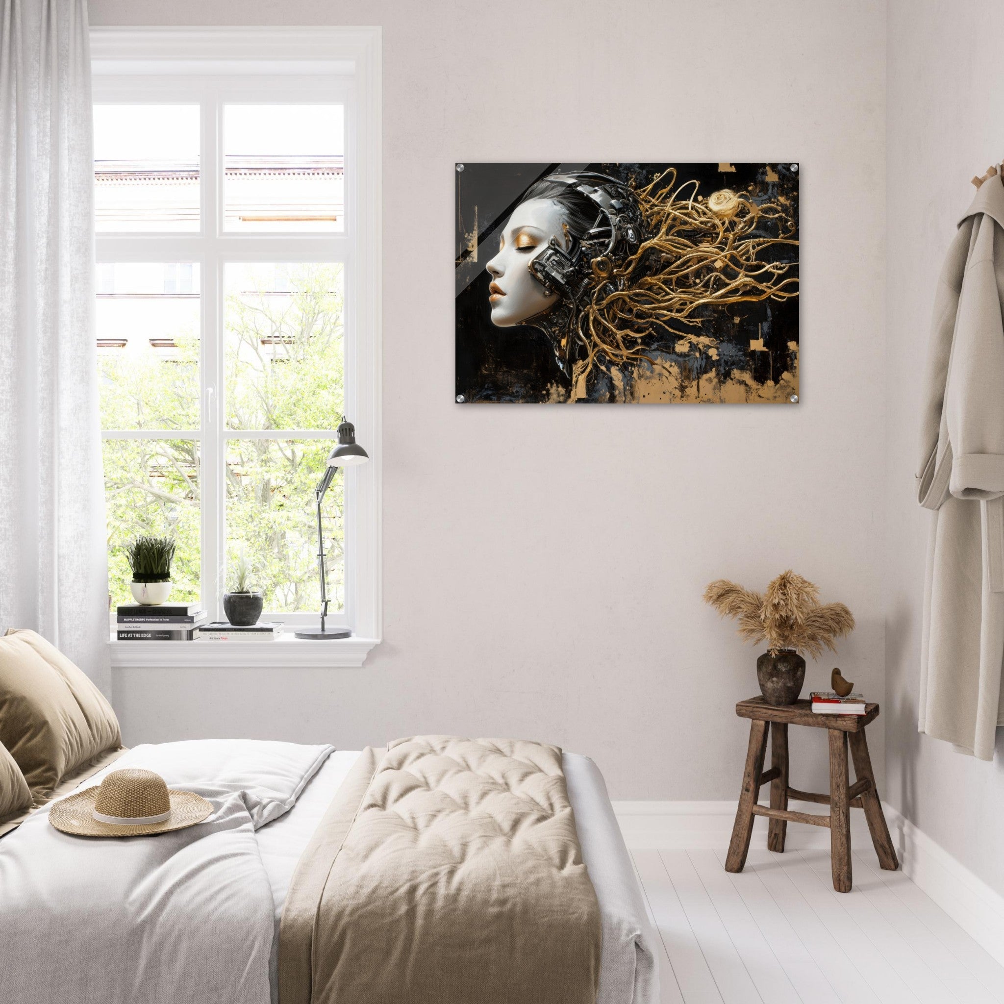 Acrylic Print Landscape - Surrealist Hybrid Queen on a Biomechanical Thrown 5 - Shop Ai Art WebShop - Digital Art online Store