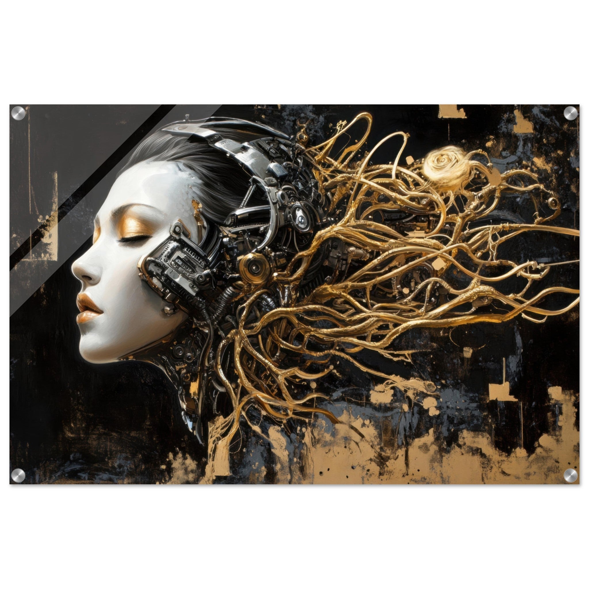 Acrylic Print Landscape - Surrealist Hybrid Queen on a Biomechanical Thrown 5 - Shop Ai Art WebShop - Digital Art online Store