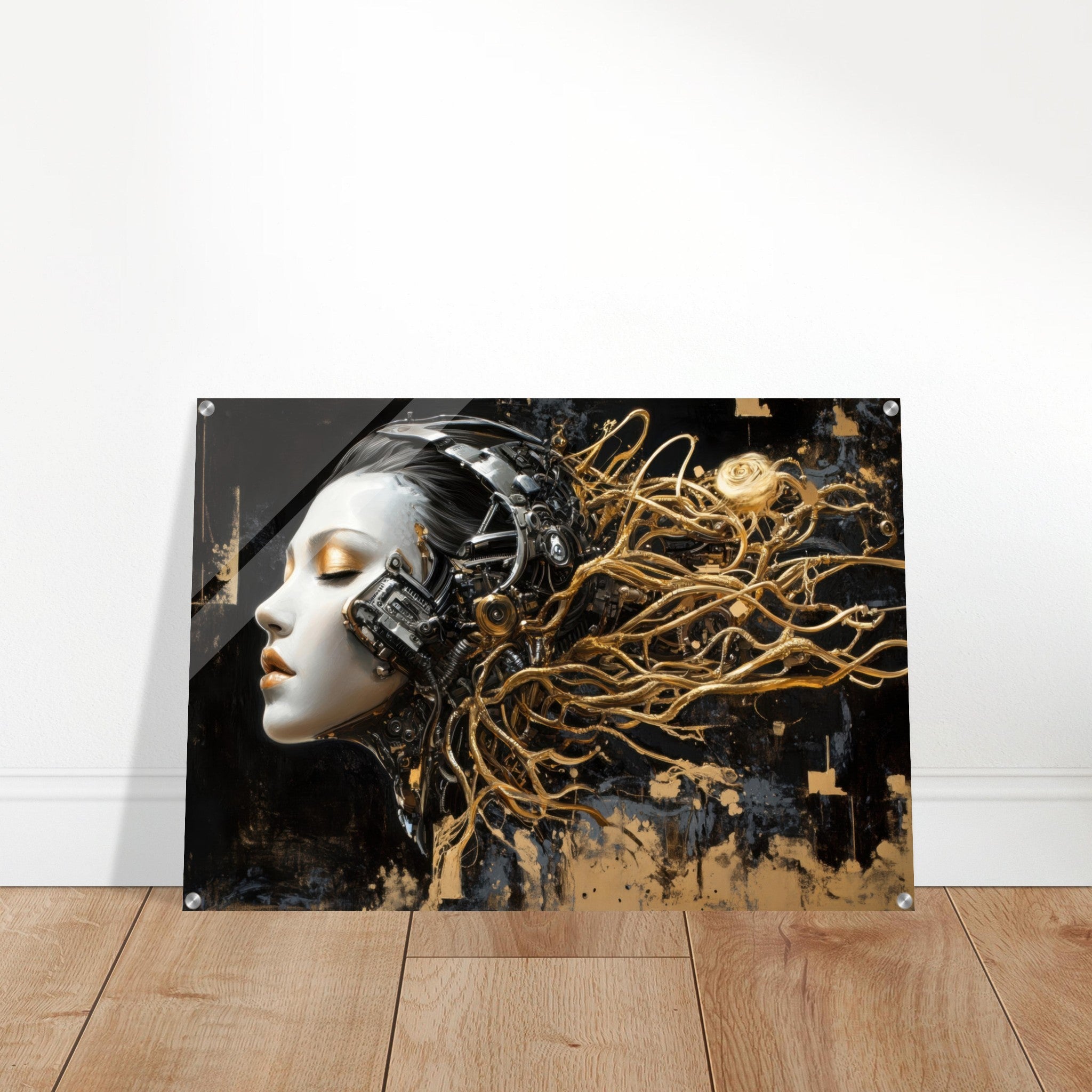 Acrylic Print Landscape - Surrealist Hybrid Queen on a Biomechanical Thrown 5 - Shop Ai Art WebShop - Digital Art online Store