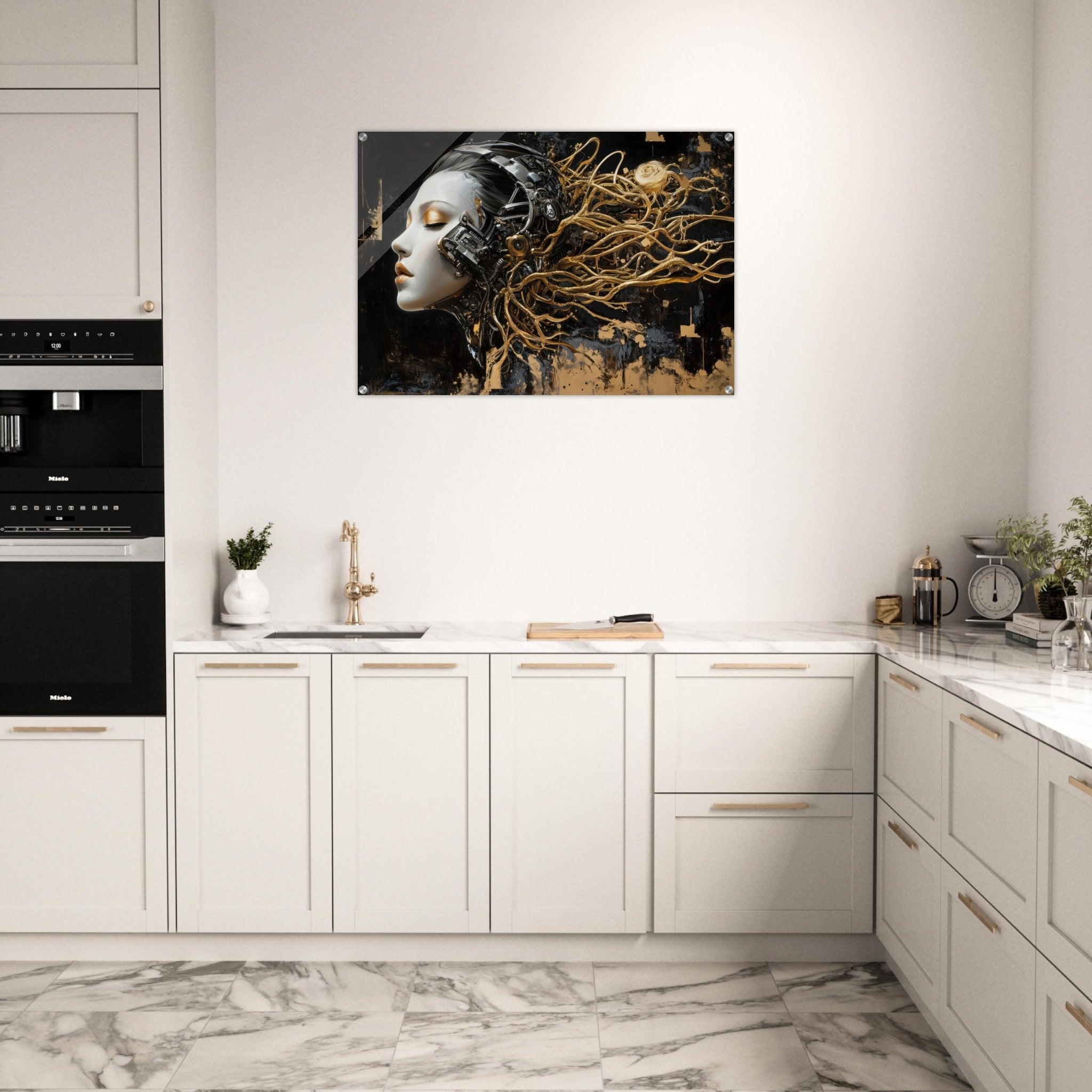 Acrylic Print Landscape - Surrealist Hybrid Queen on a Biomechanical Thrown 5 - Shop Ai Art WebShop - Digital Art online Store
