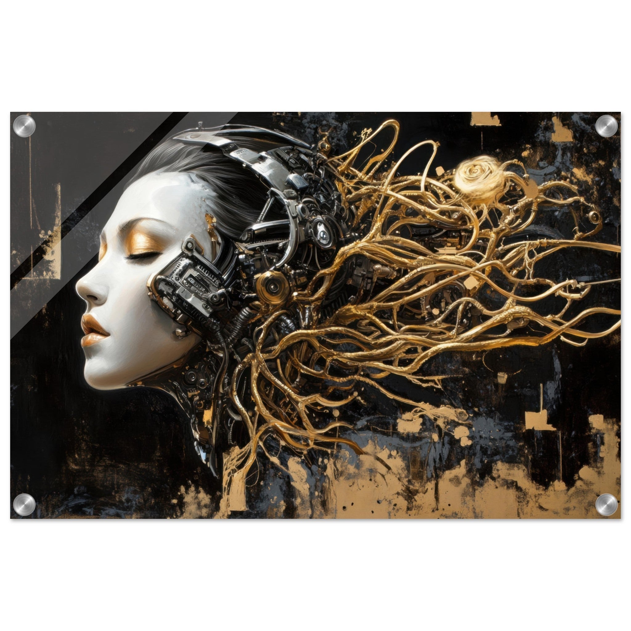 Acrylic Print Landscape - Surrealist Hybrid Queen on a Biomechanical Thrown 5 - Shop Ai Art WebShop - Digital Art online Store