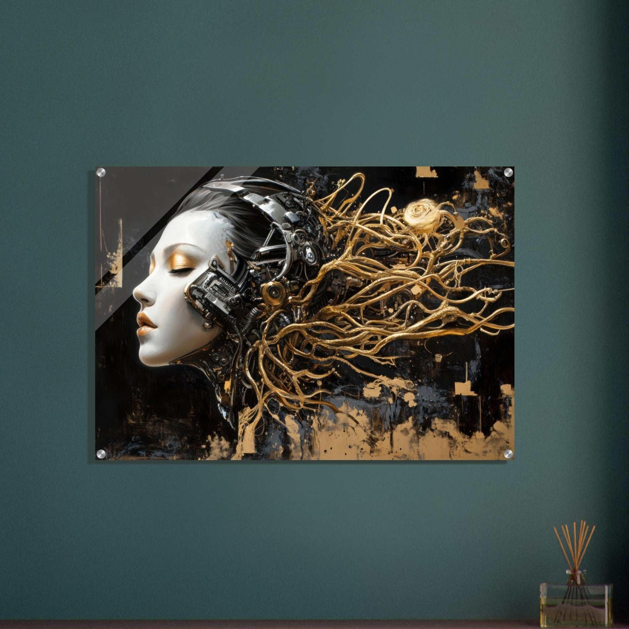 Acrylic Print Landscape - Surrealist Hybrid Queen on a Biomechanical Thrown 5 - Shop Ai Art WebShop - Digital Art online Store