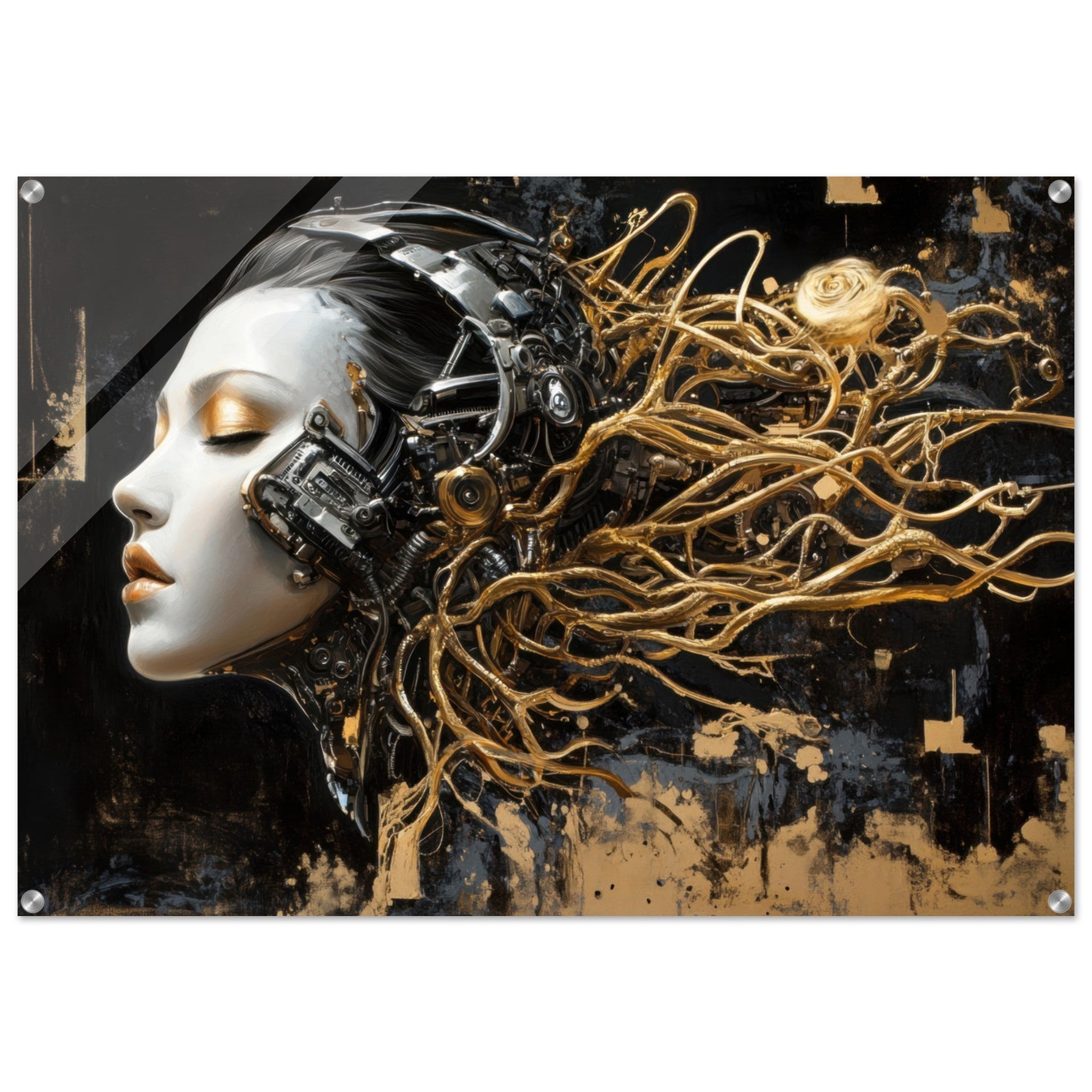 Acrylic Print Landscape - Surrealist Hybrid Queen on a Biomechanical Thrown 5 - Shop Ai Art WebShop - Digital Art online Store