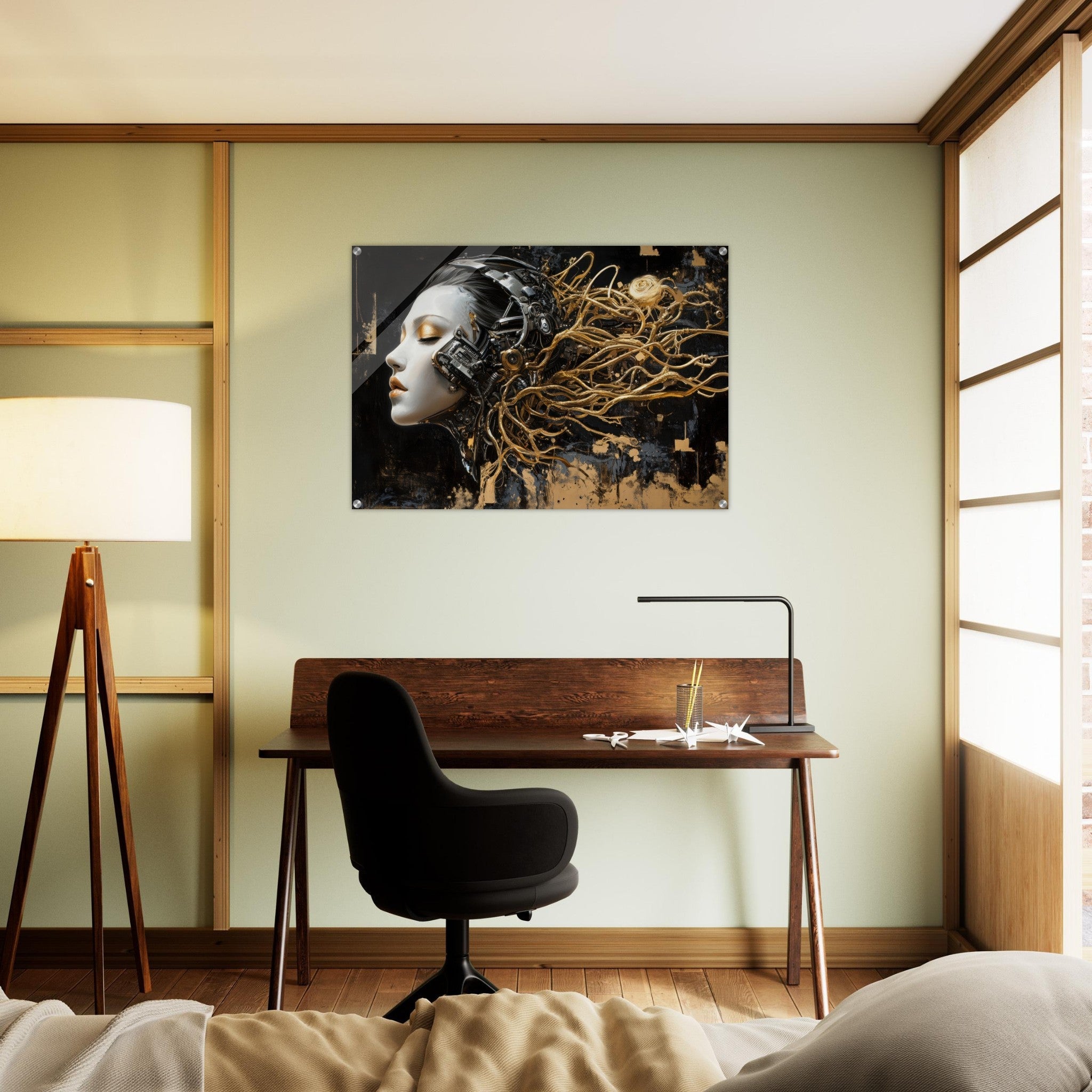 Acrylic Print Landscape - Surrealist Hybrid Queen on a Biomechanical Thrown 5 - Shop Ai Art WebShop - Digital Art online Store