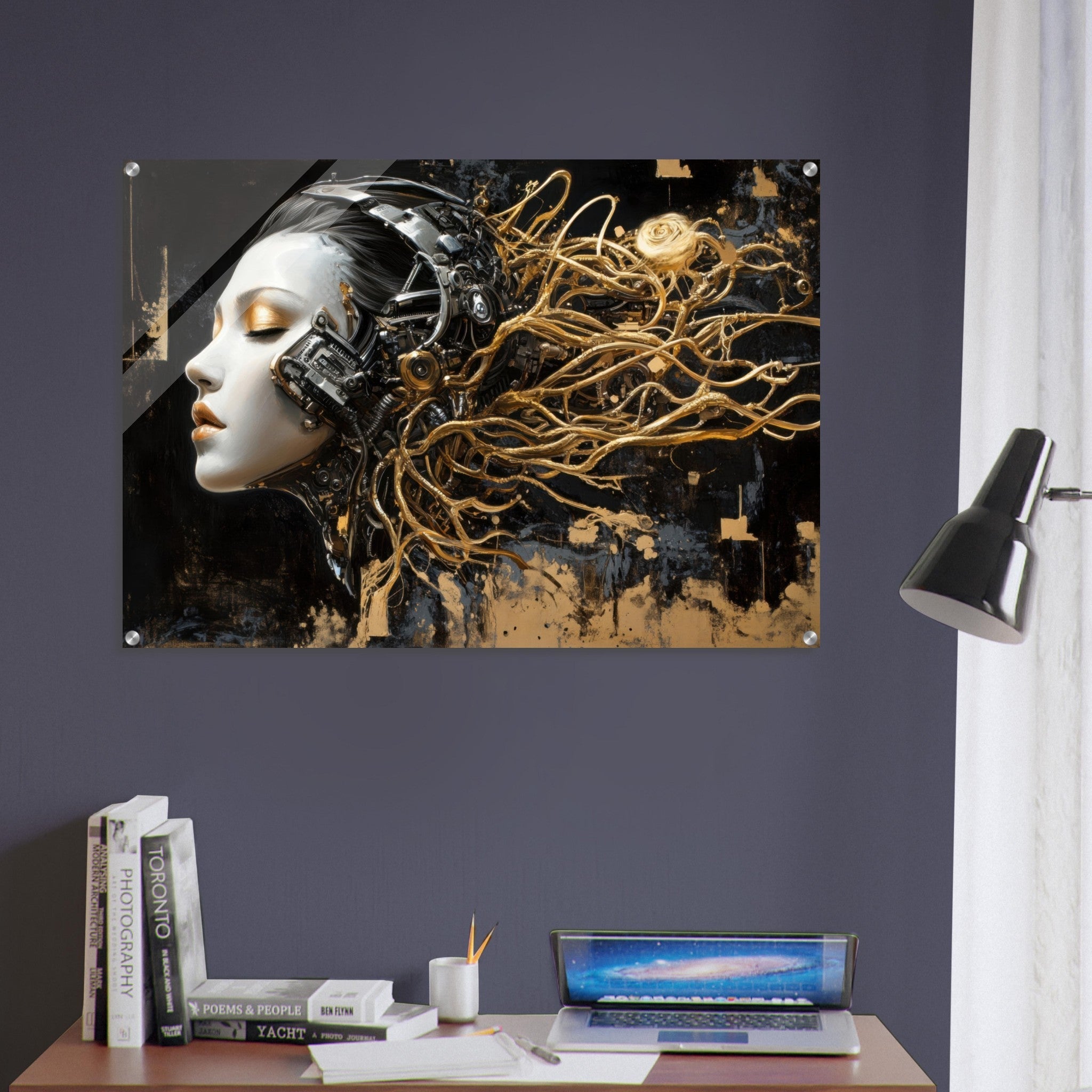 Acrylic Print Landscape - Surrealist Hybrid Queen on a Biomechanical Thrown 5 - Shop Ai Art WebShop - Digital Art online Store