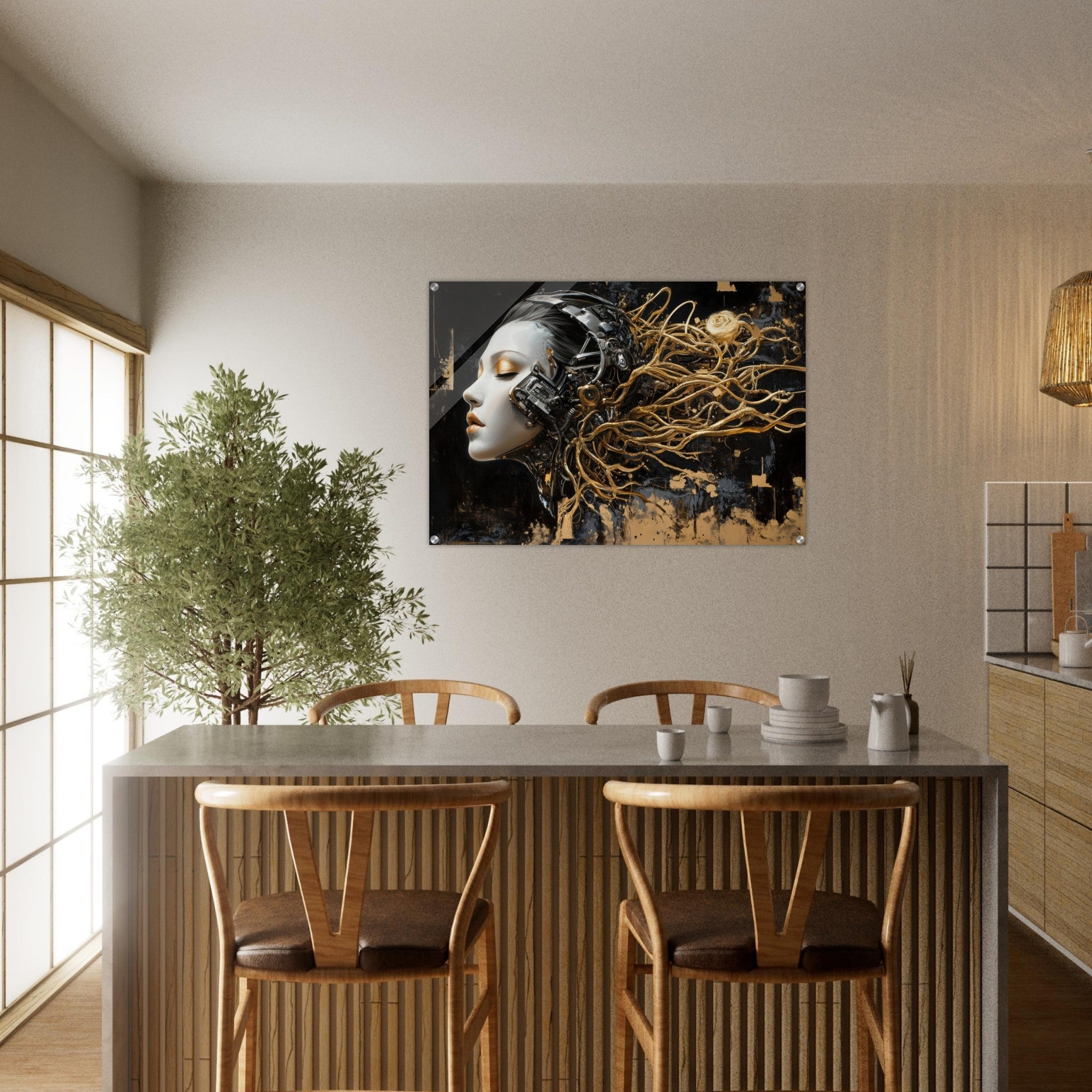 Acrylic Print Landscape - Surrealist Hybrid Queen on a Biomechanical Thrown 5 - Shop Ai Art WebShop - Digital Art online Store