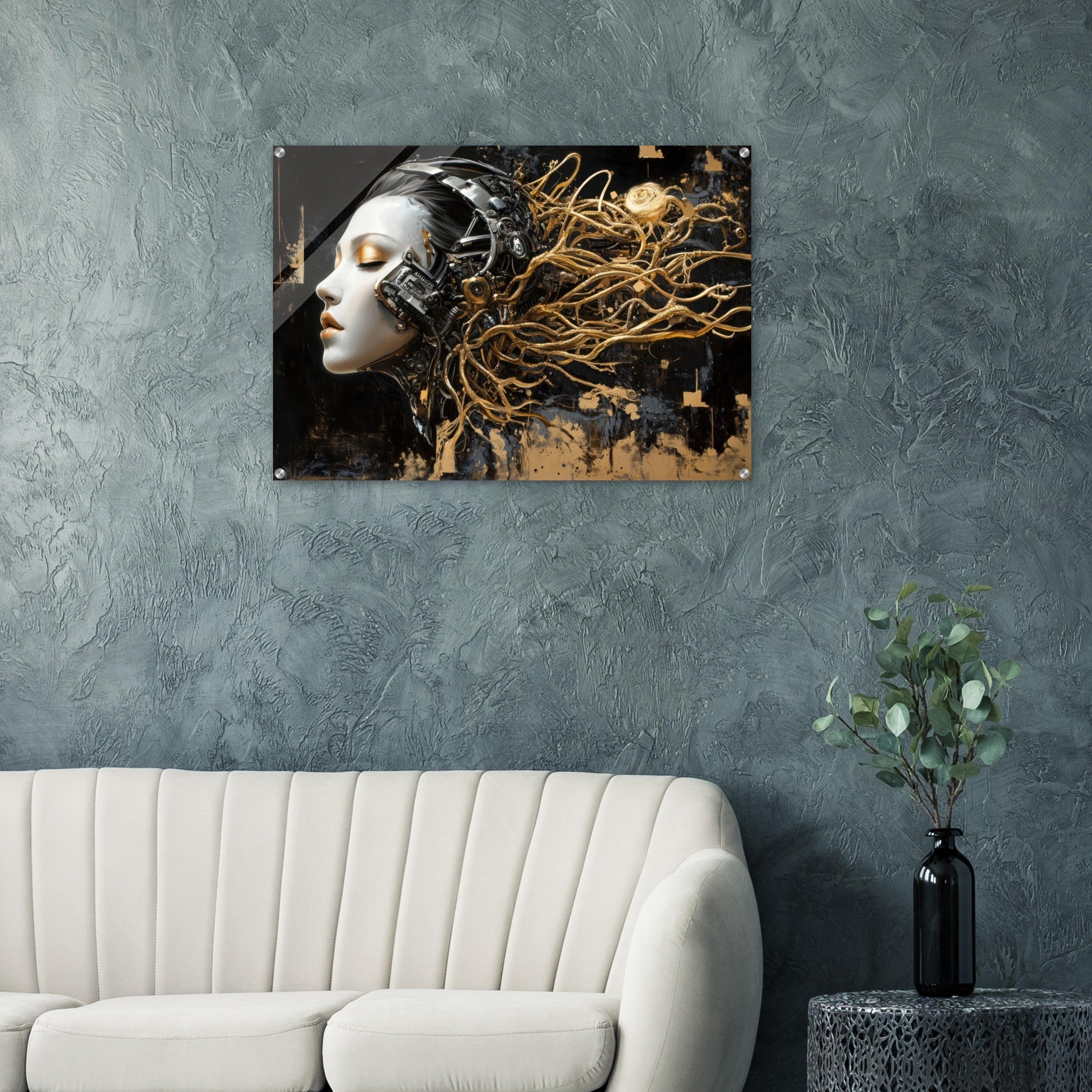 Acrylic Print Landscape - Surrealist Hybrid Queen on a Biomechanical Thrown 5 - Shop Ai Art WebShop - Digital Art online Store