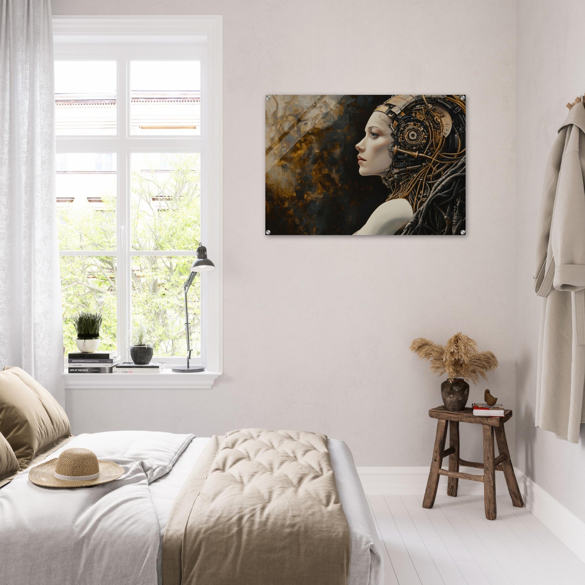 Acrylic Print Landscape - Surrealist Hybrid Queen on a Biomechanical Thrown - Shop Ai Art WebShop - Digital Art online Store