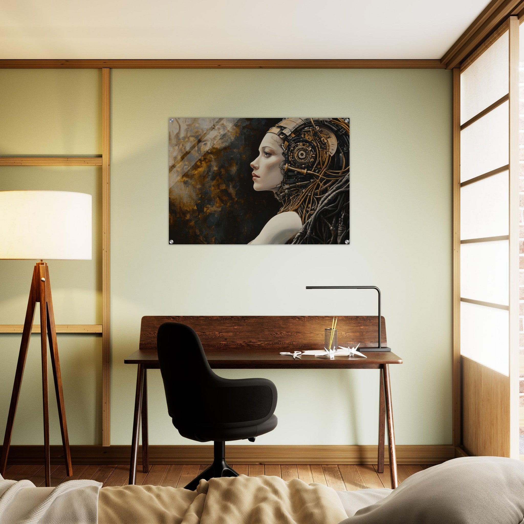 Acrylic Print Landscape - Surrealist Hybrid Queen on a Biomechanical Thrown - Shop Ai Art WebShop - Digital Art online Store