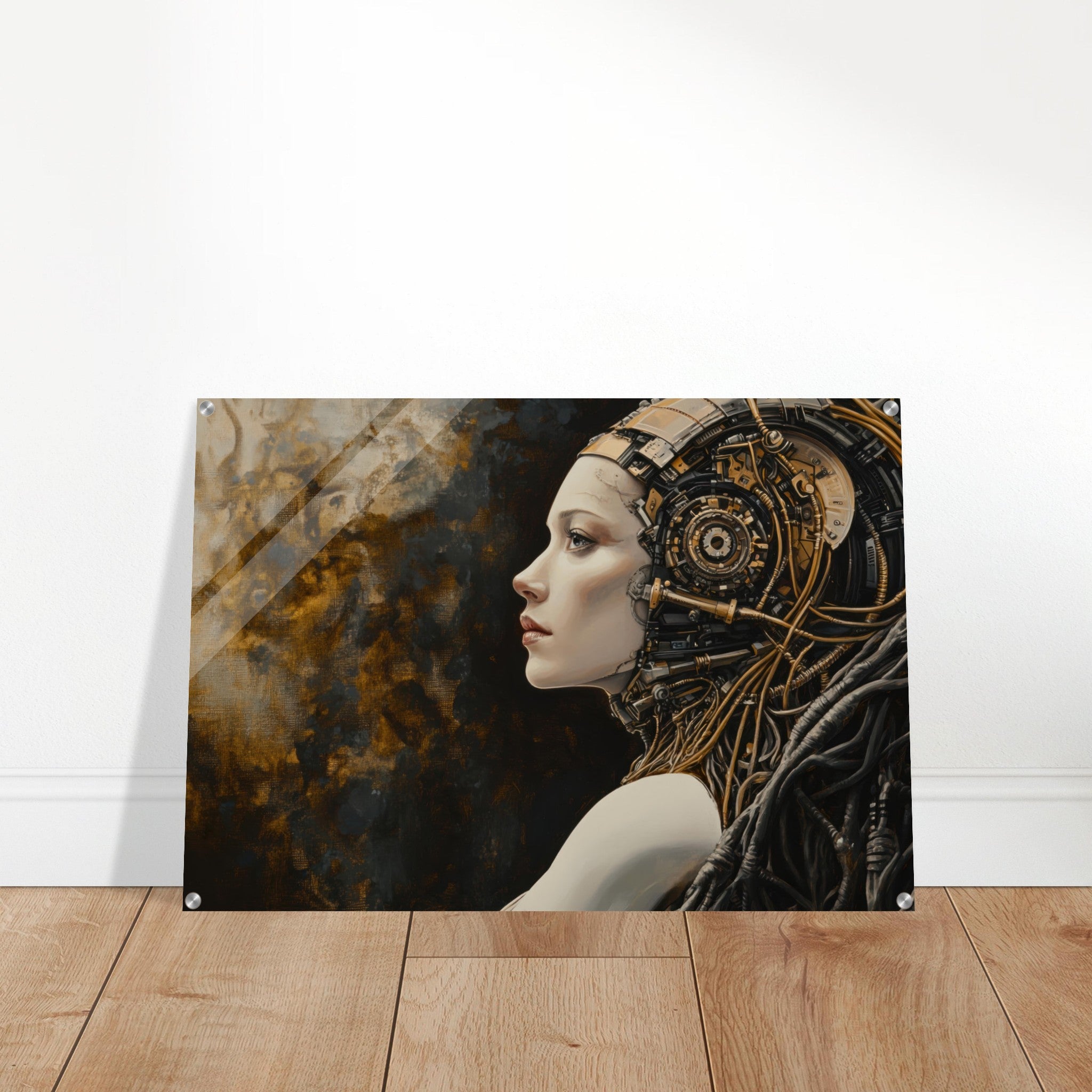 Acrylic Print Landscape - Surrealist Hybrid Queen on a Biomechanical Thrown - Shop Ai Art WebShop - Digital Art online Store