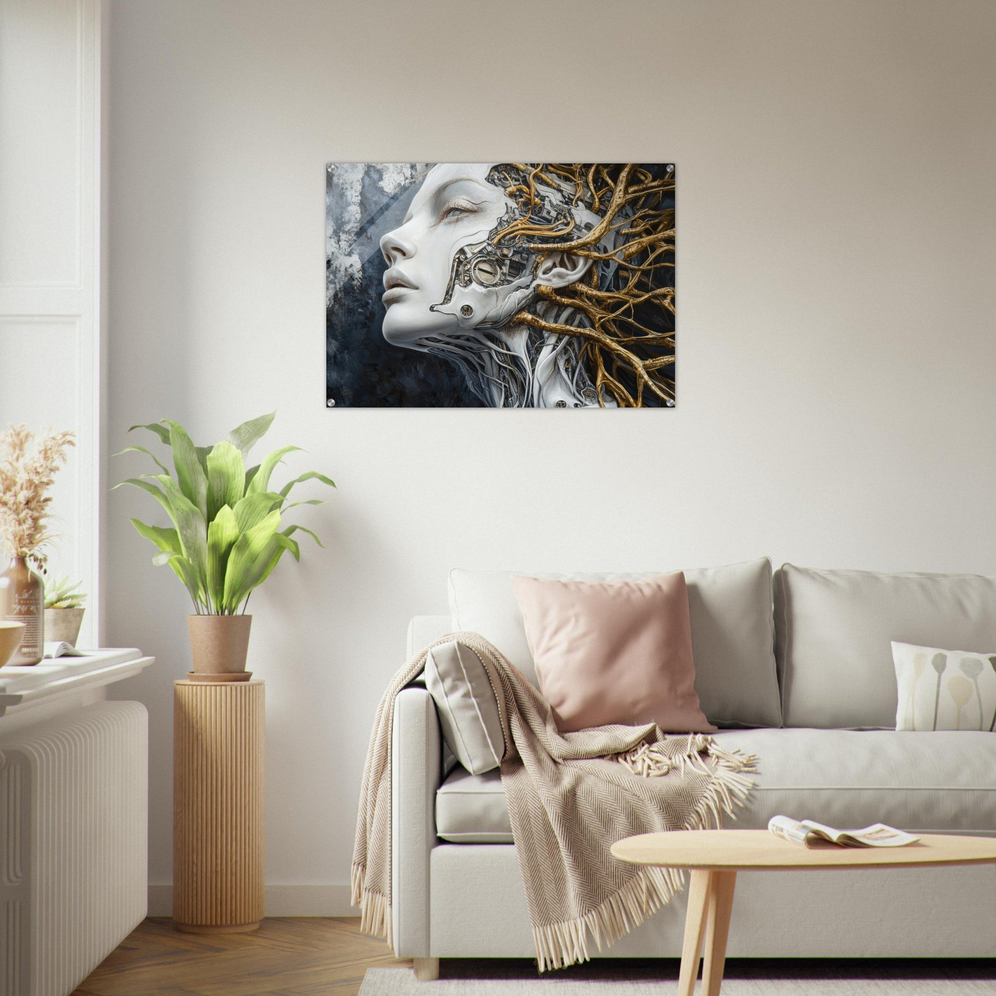 Acrylic Print Landscape - Surrealist Hybrid Queen on a Biomechanical Thrown 8 - Shop Ai Art WebShop - Digital Art online Store