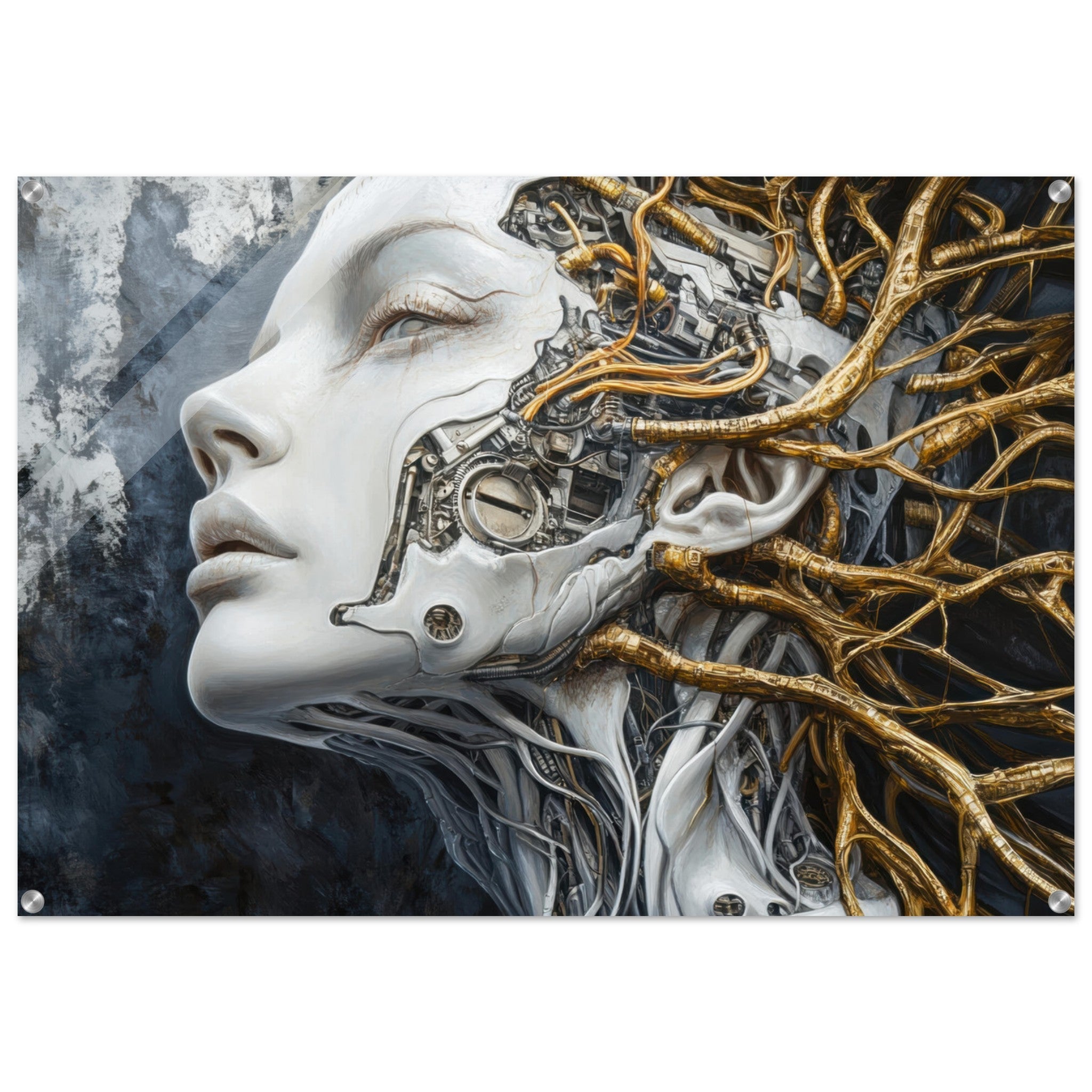 Acrylic Print Landscape - Surrealist Hybrid Queen on a Biomechanical Thrown 8 - Shop Ai Art WebShop - Digital Art online Store