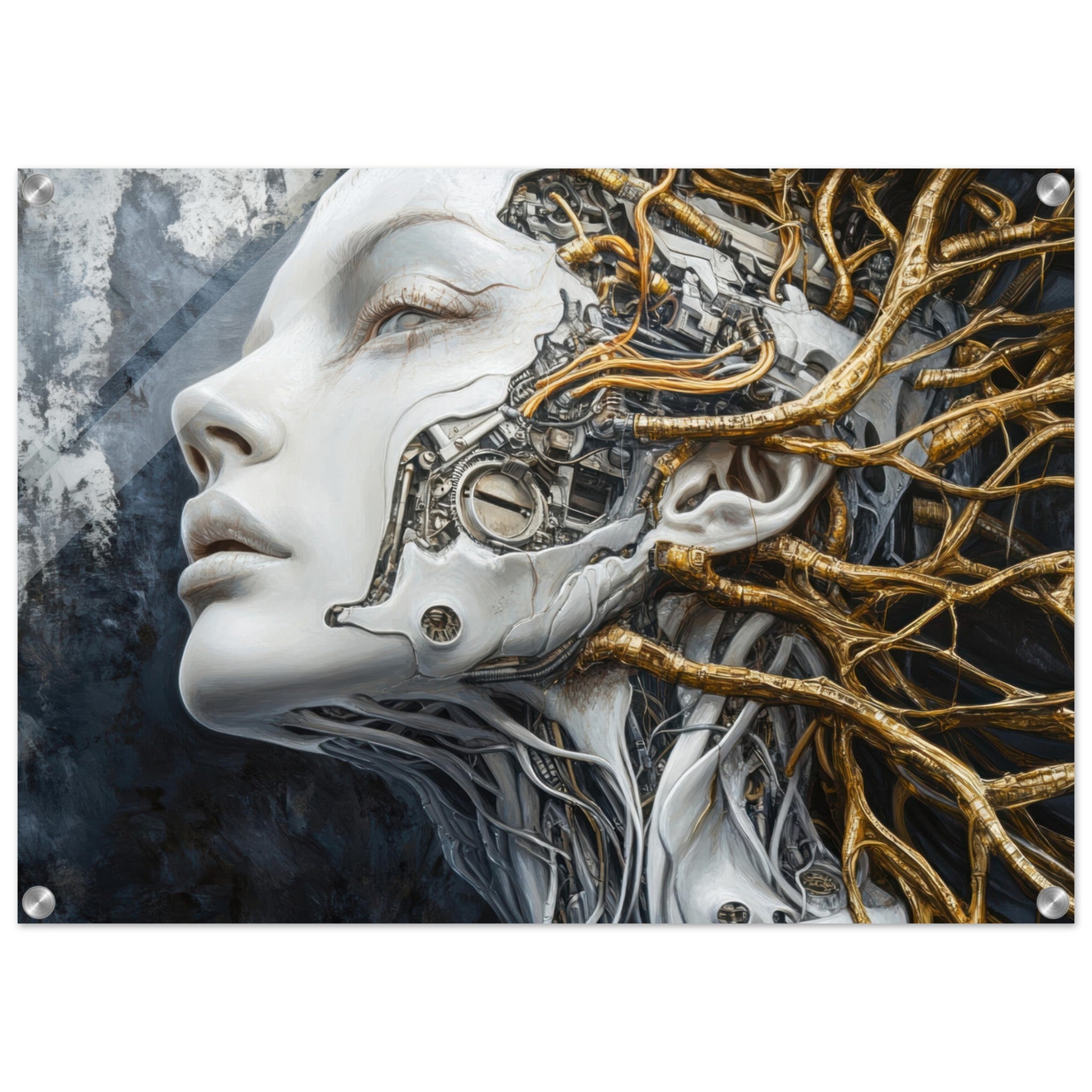 Acrylic Print Landscape - Surrealist Hybrid Queen on a Biomechanical Thrown 8 - Shop Ai Art WebShop - Digital Art online Store