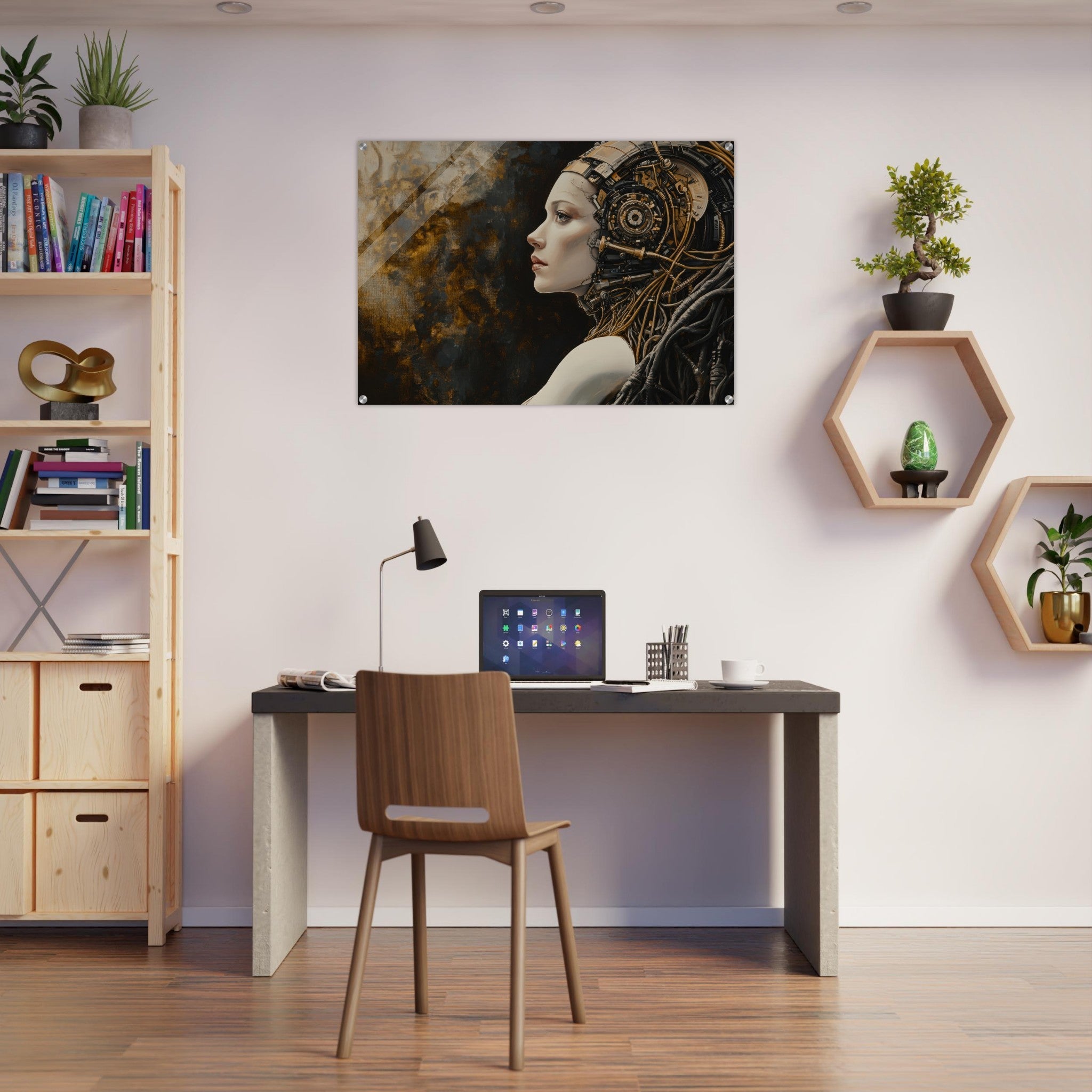 Acrylic Print Landscape - Surrealist Hybrid Queen on a Biomechanical Thrown - Shop Ai Art WebShop - Digital Art online Store