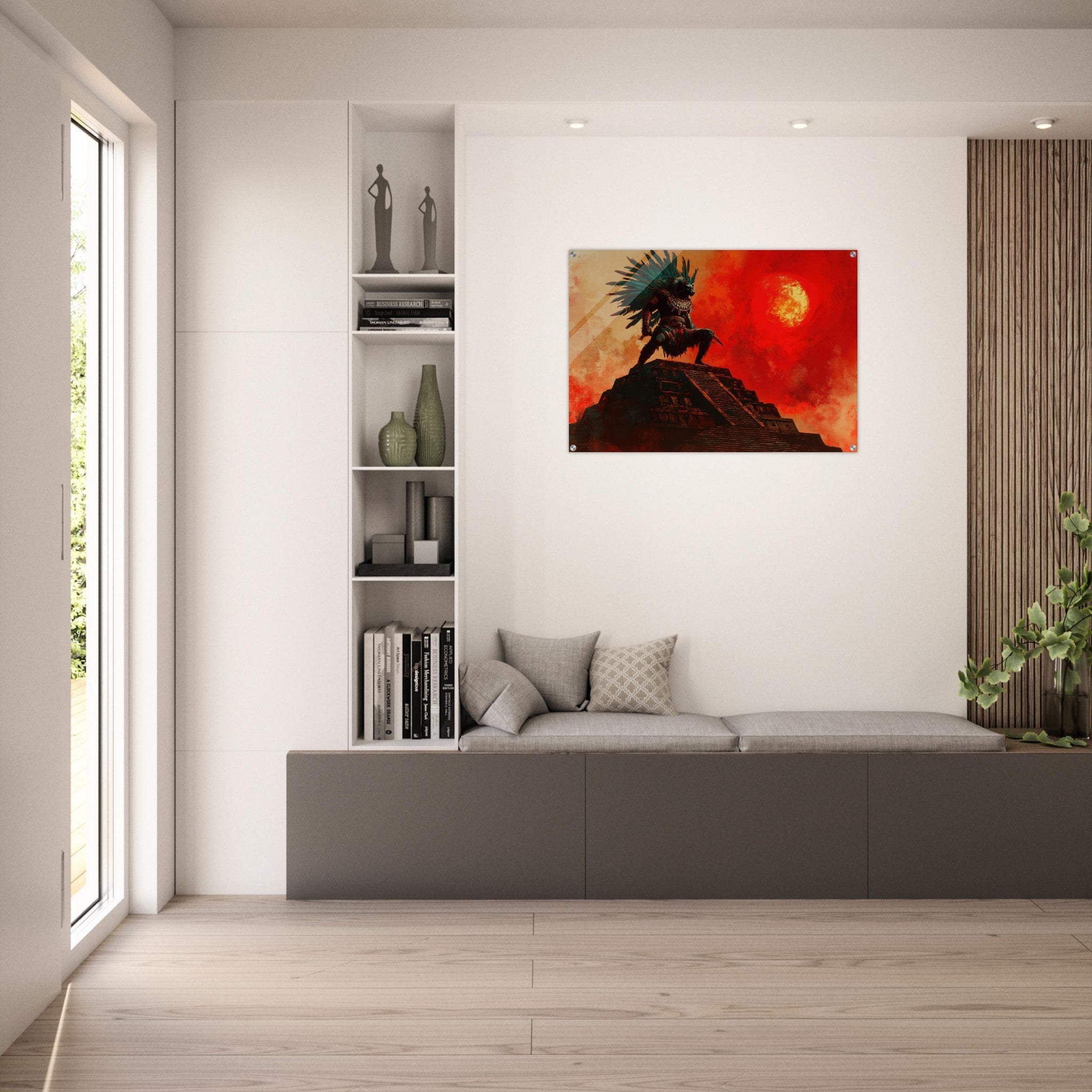 Acrylic Print Landscape - The Aztec Sun Warriors Final Battle Mesoamerican - Shop Ai Art WebShop - Digital Art online Store