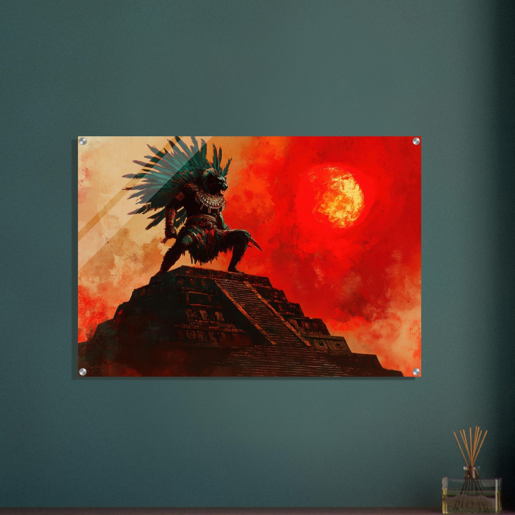 Acrylic Print Landscape - The Aztec Sun Warriors Final Battle Mesoamerican - Shop Ai Art WebShop - Digital Art online Store