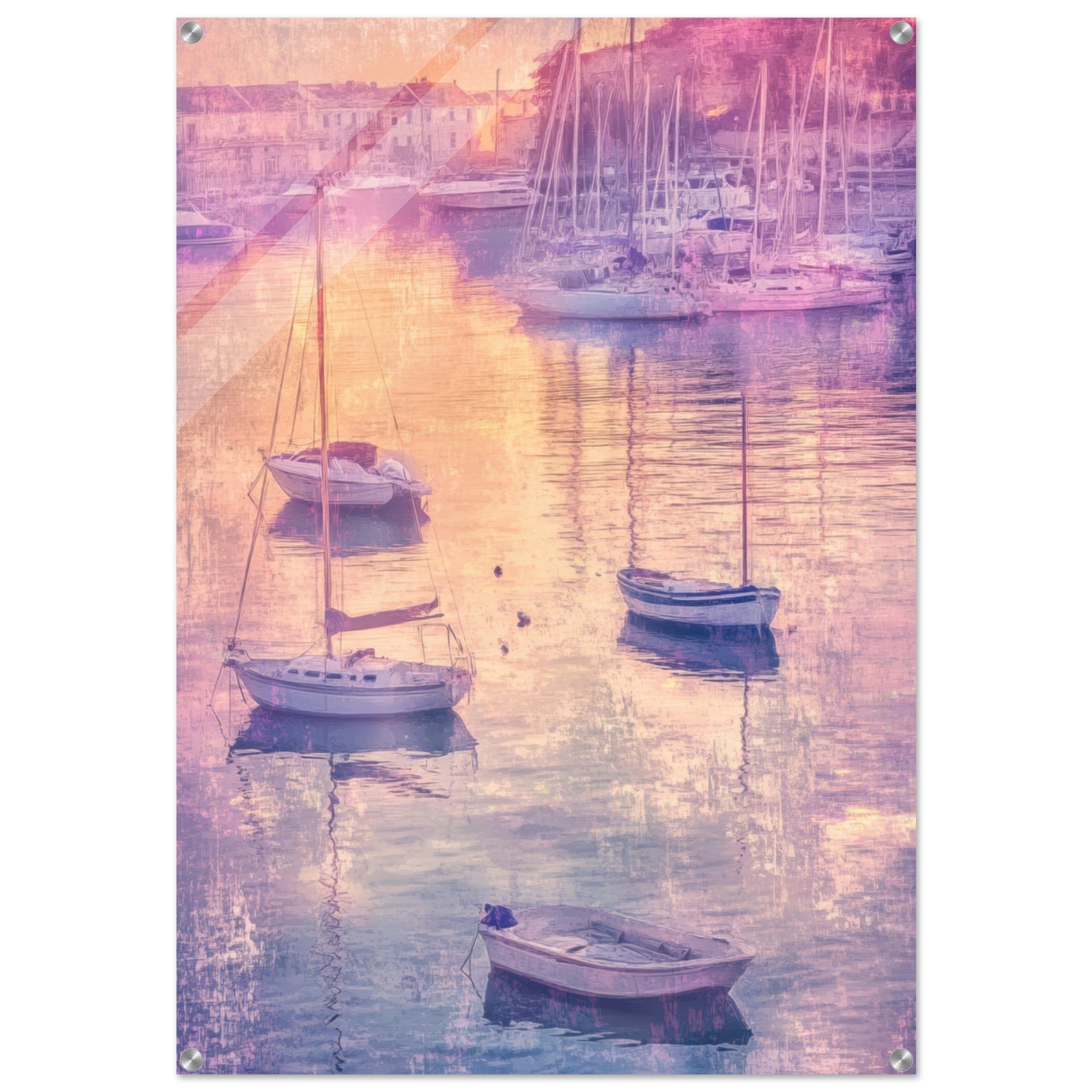 Acrylic Print Portrait - Boats at Dusk A harbor filled with gently rocky 3 - Ai Art Force