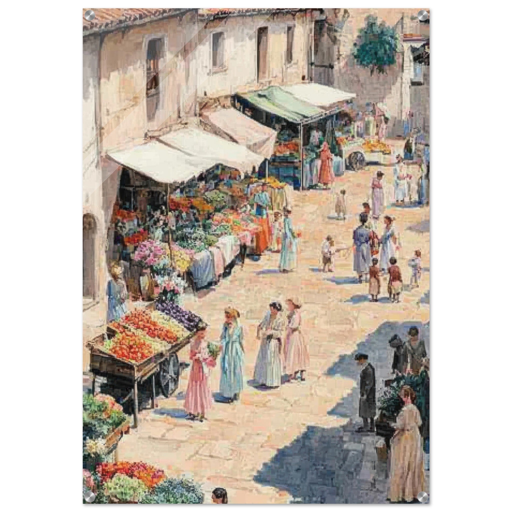 Acrylic Print Portrait - Bustling Market Scene A lively 19th - century may - Shop Ai Art WebShop - Digital Art online Store