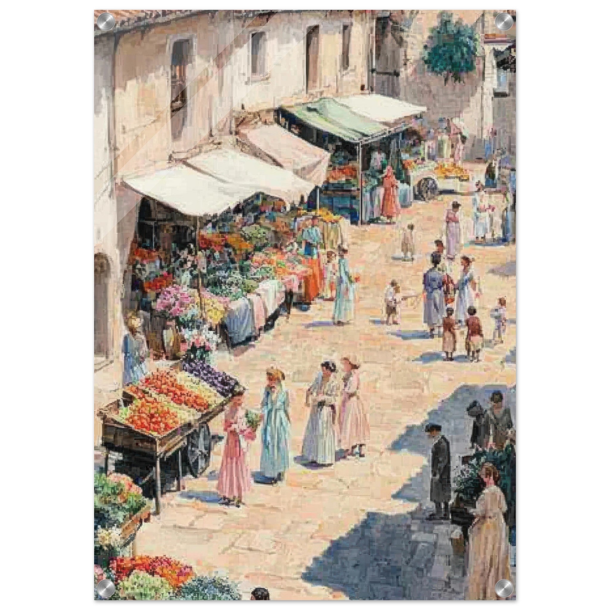 Acrylic Print Portrait - Bustling Market Scene A lively 19th - century may - Shop Ai Art WebShop - Digital Art online Store