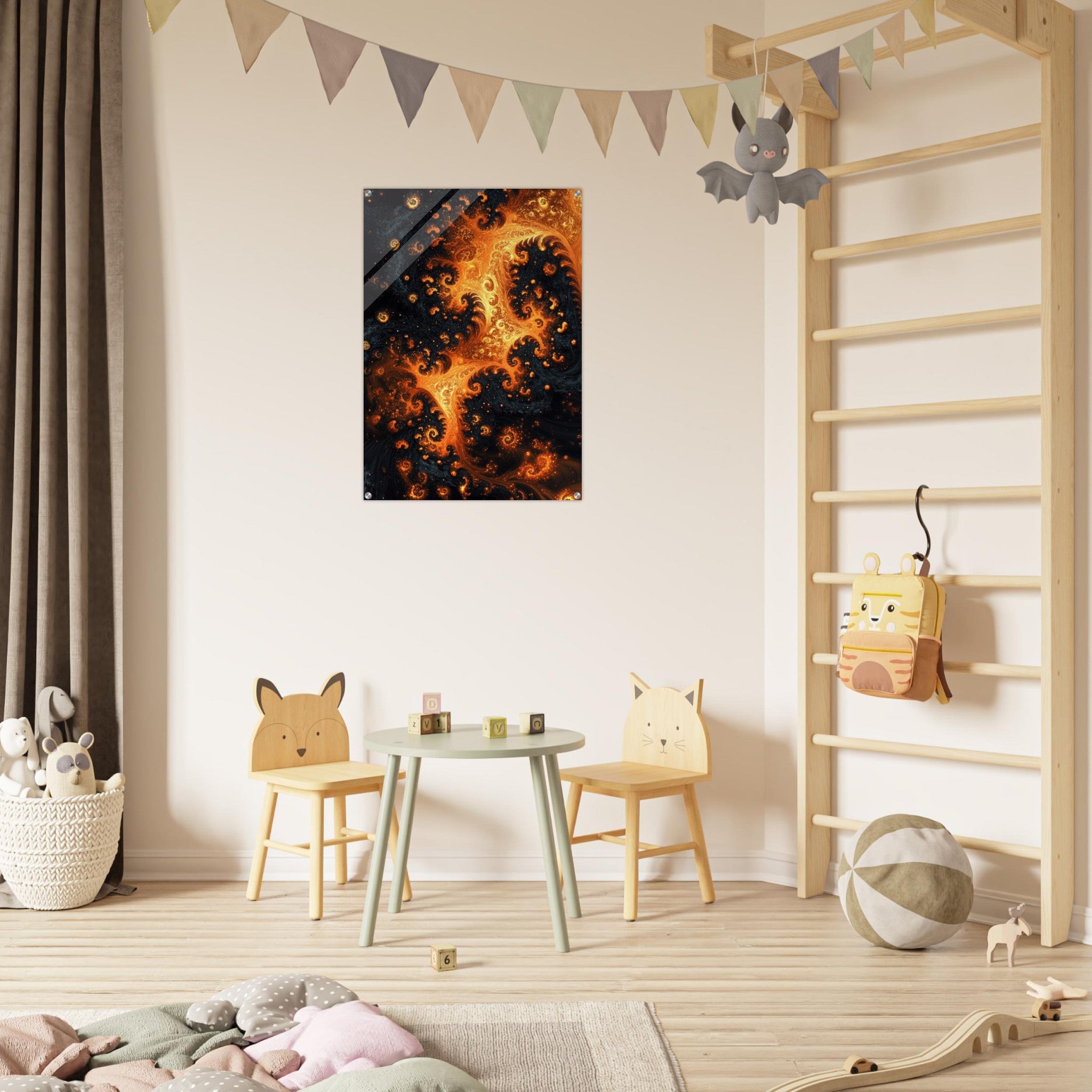 Acrylic Print Portrait - Ember Genesis A volatile burst of molten gold - Ai Art Force
