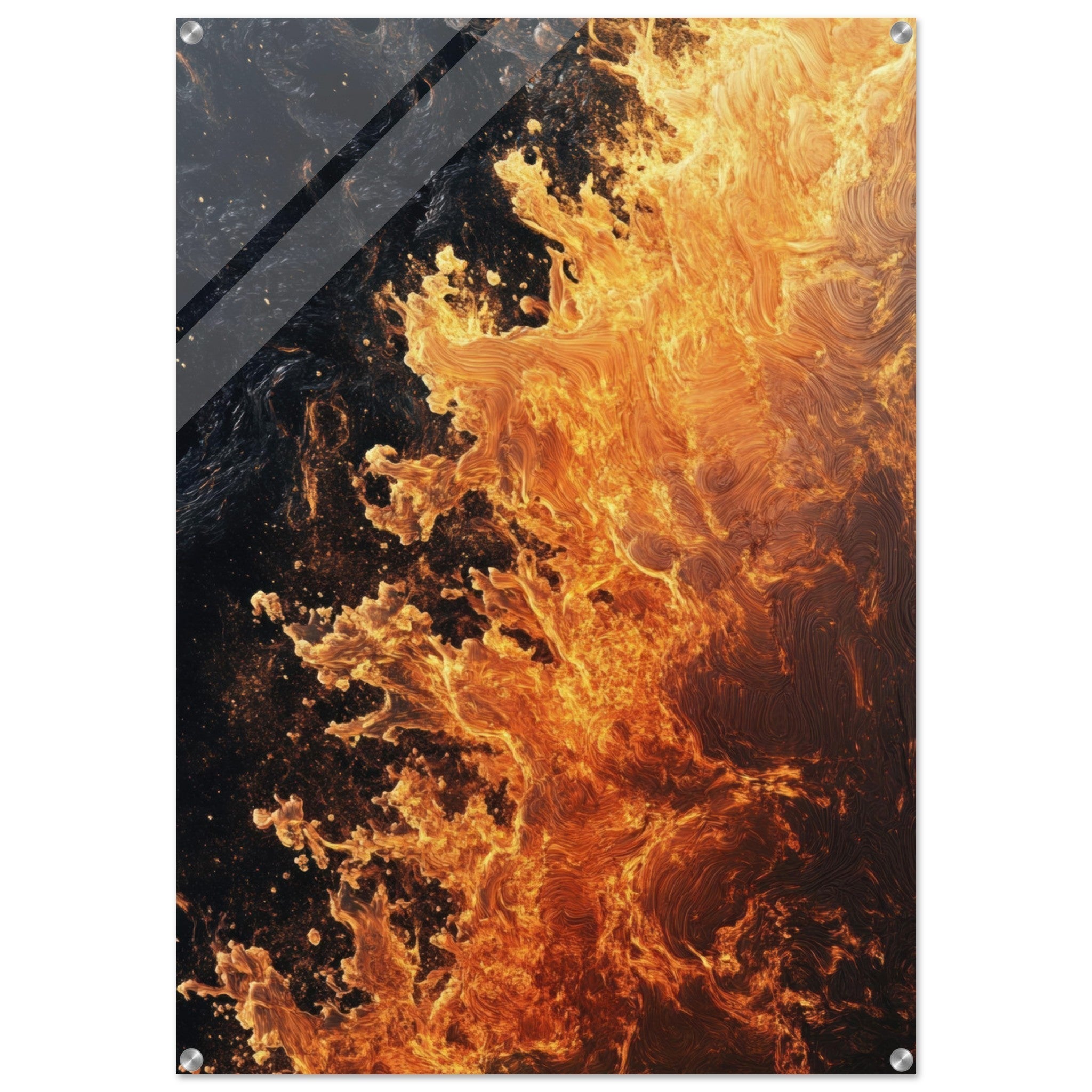 Acrylic Print Portrait - Ember Genesis A volatile burst of molten gold 7 - Ai Art Force