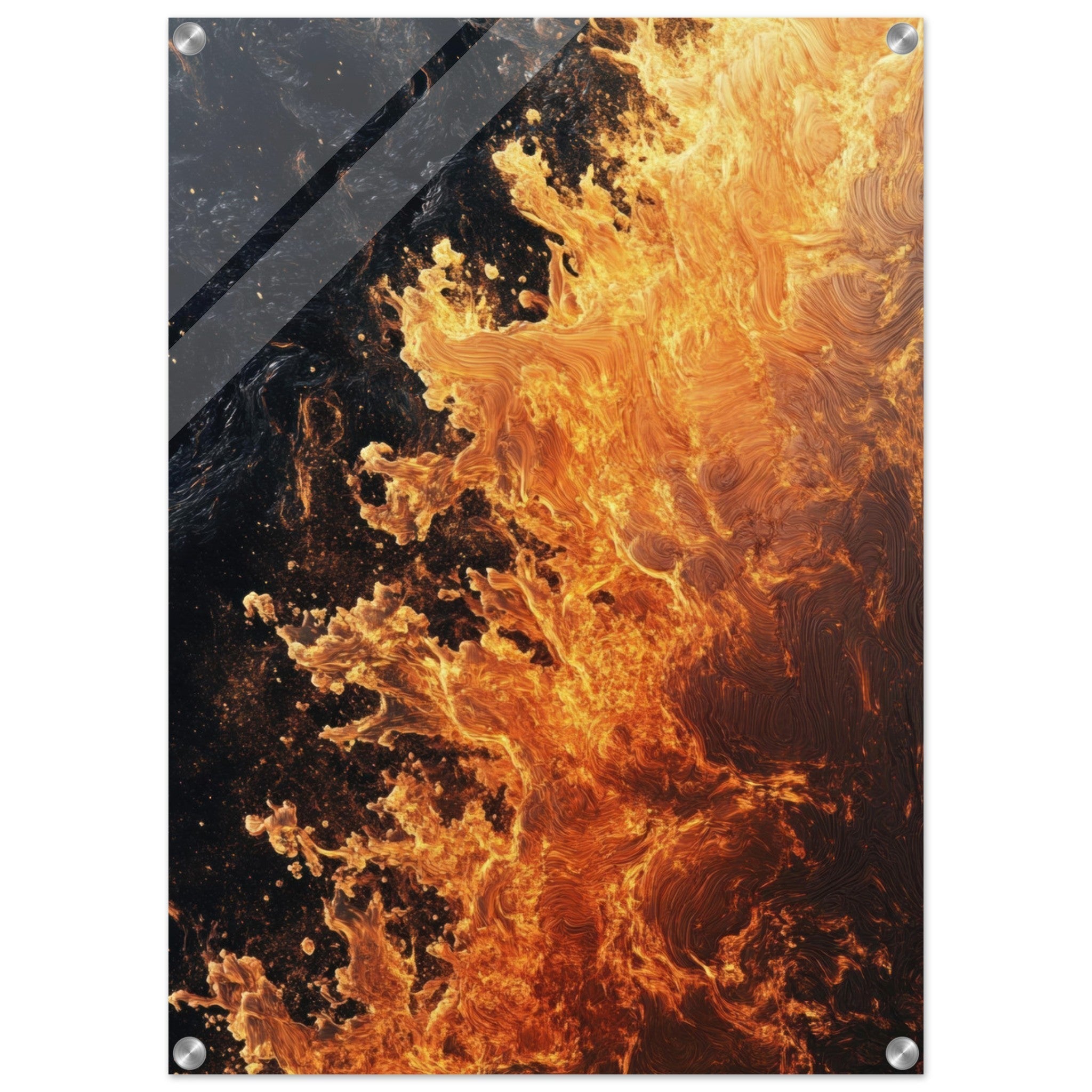 Acrylic Print Portrait - Ember Genesis A volatile burst of molten gold 7 - Ai Art Force
